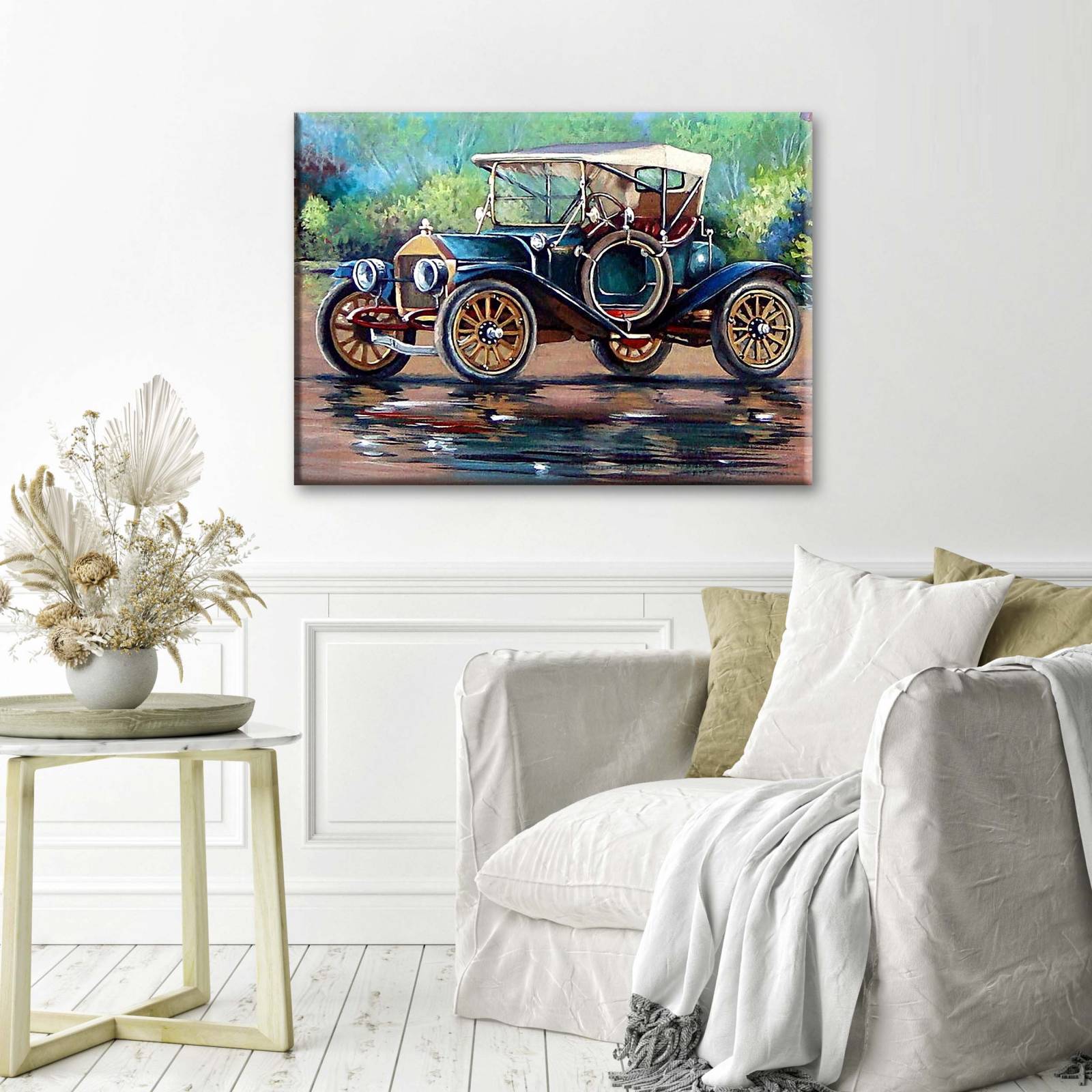 Cuadro Decorativo Auto Antiguo Oleo 105x70