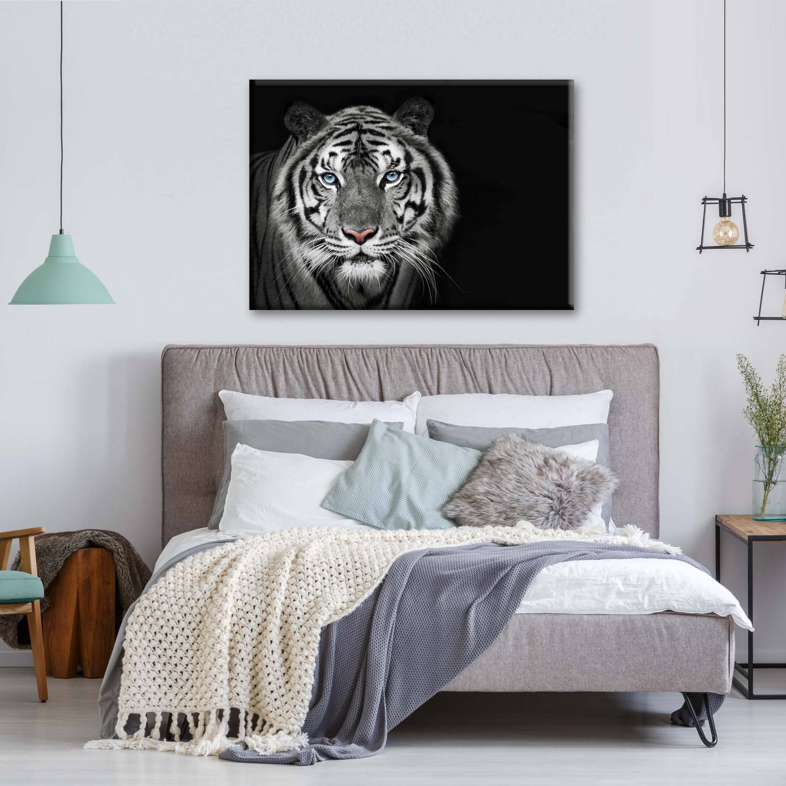 Cuadro Decorativo Canvas retrato de Tigre blanco 75x50