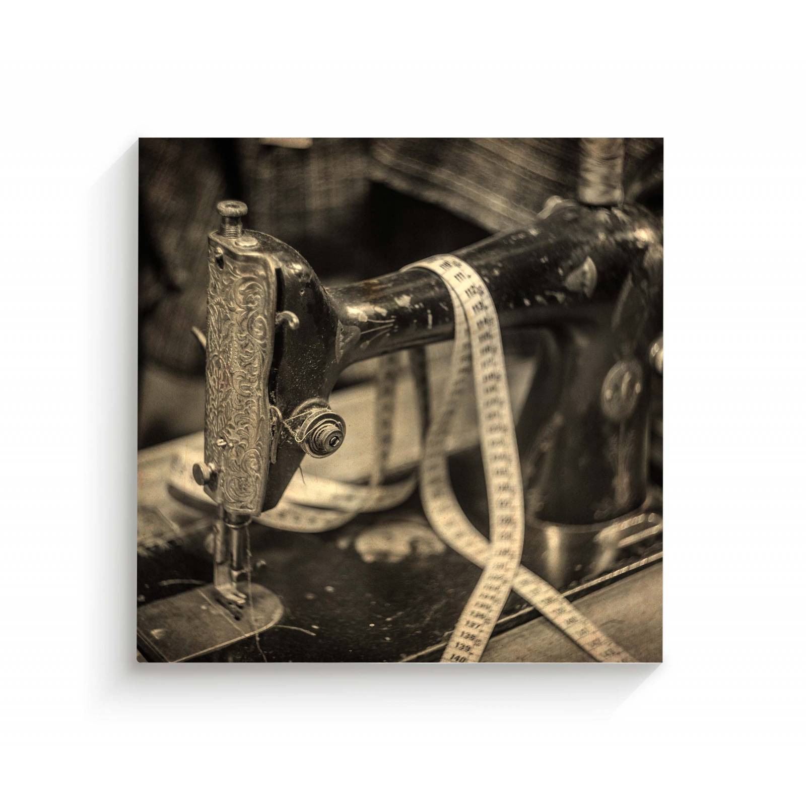 Cuadro Decorativo Canvas Maquina de coser, sepia 100x100