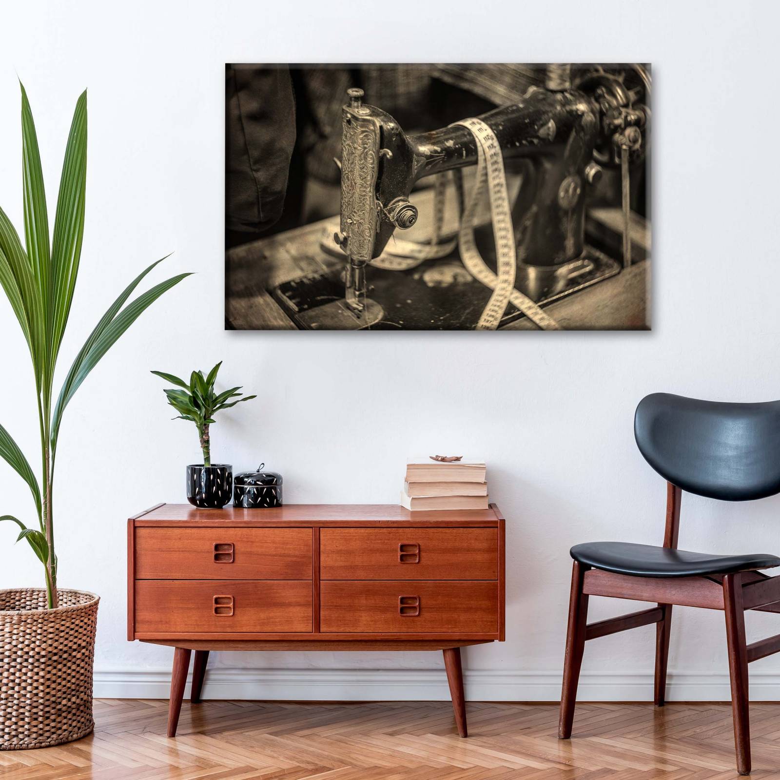Cuadro Decorativo Canvas Maquina de coser, sepia 150x100