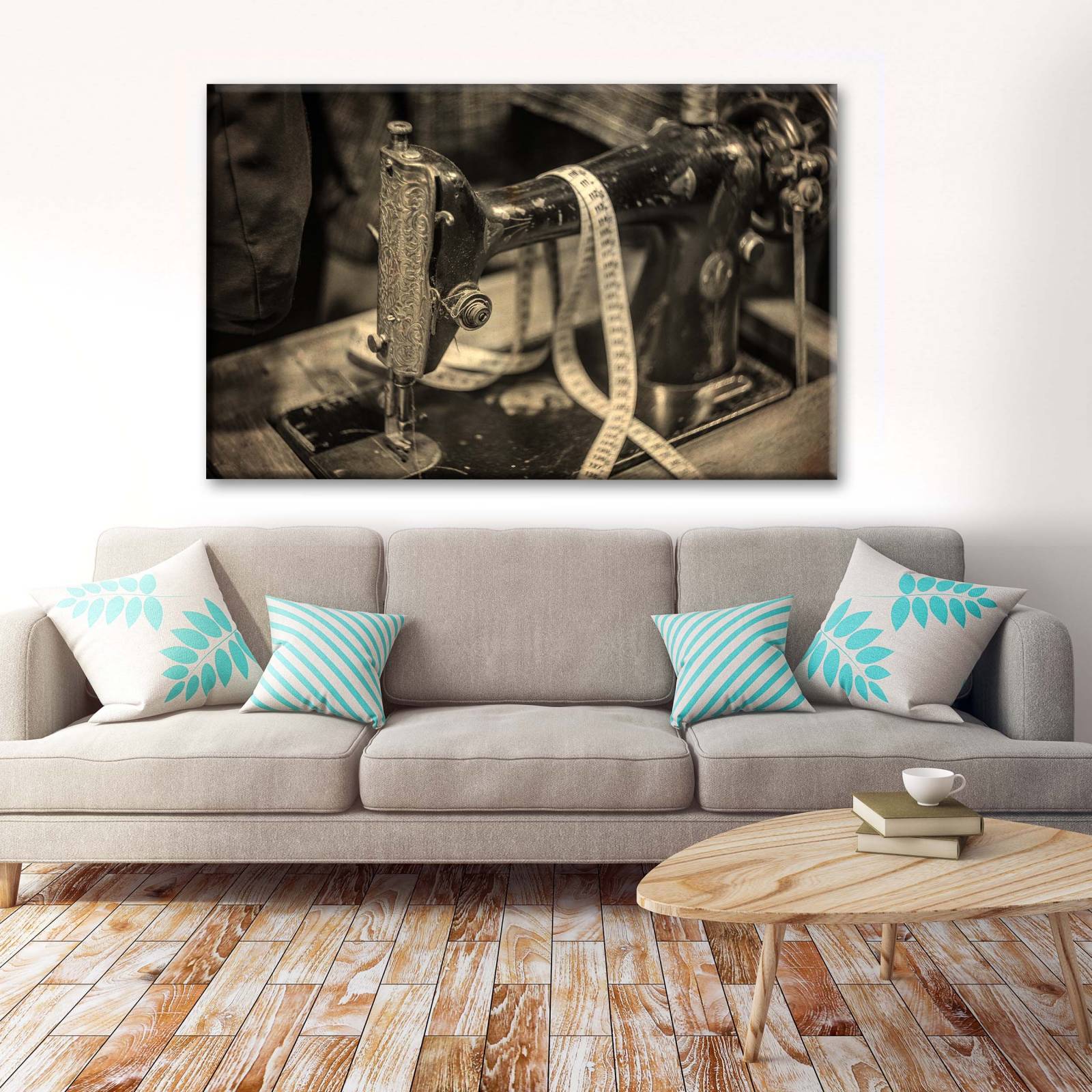 Cuadro Decorativo Canvas Maquina de coser, sepia 135x90