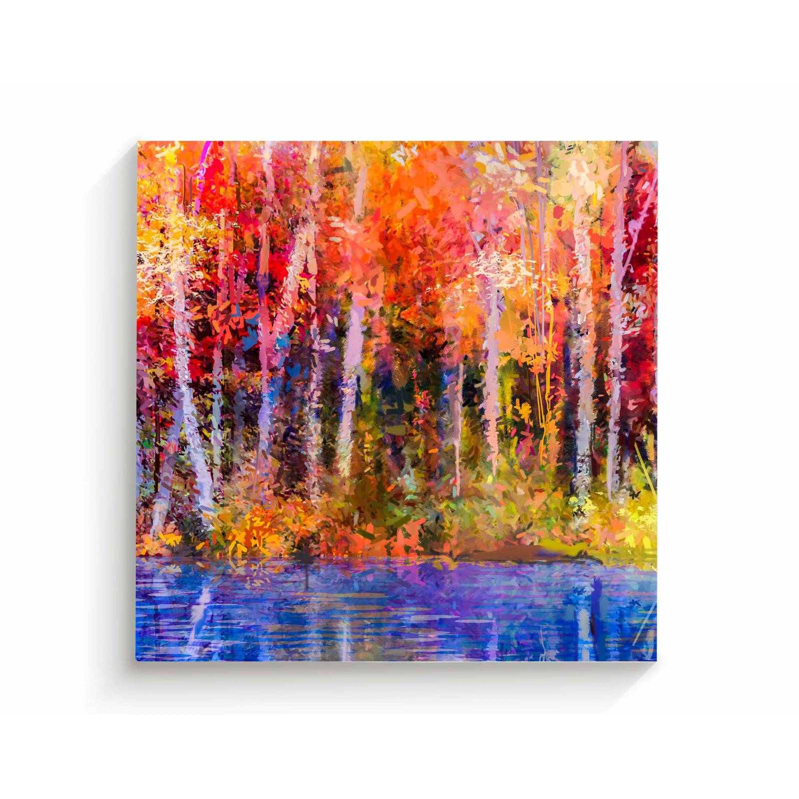 Cuadro Decorativo Canvas Òleo Árboles Álamo 130x130