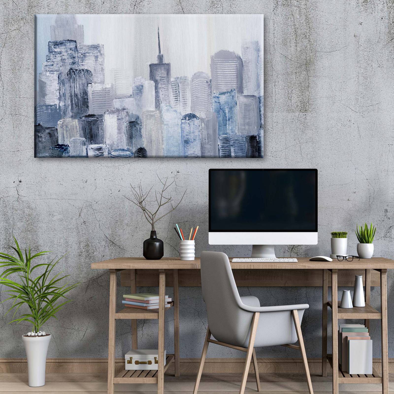 Cuadro Decorativo Canvas Arte Pintura de Ciudad  45x30