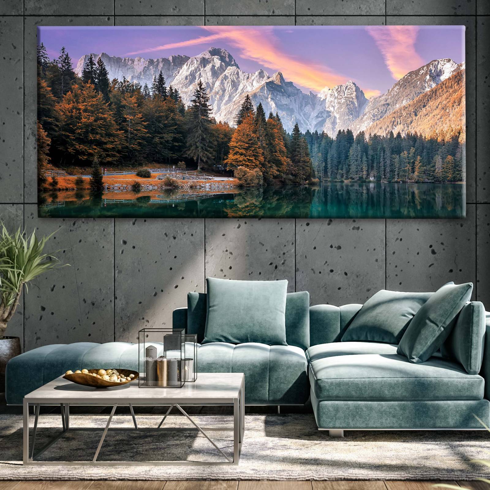 Cuadro Decorativo Canvas Paisaje Lago Fusine 100x50
