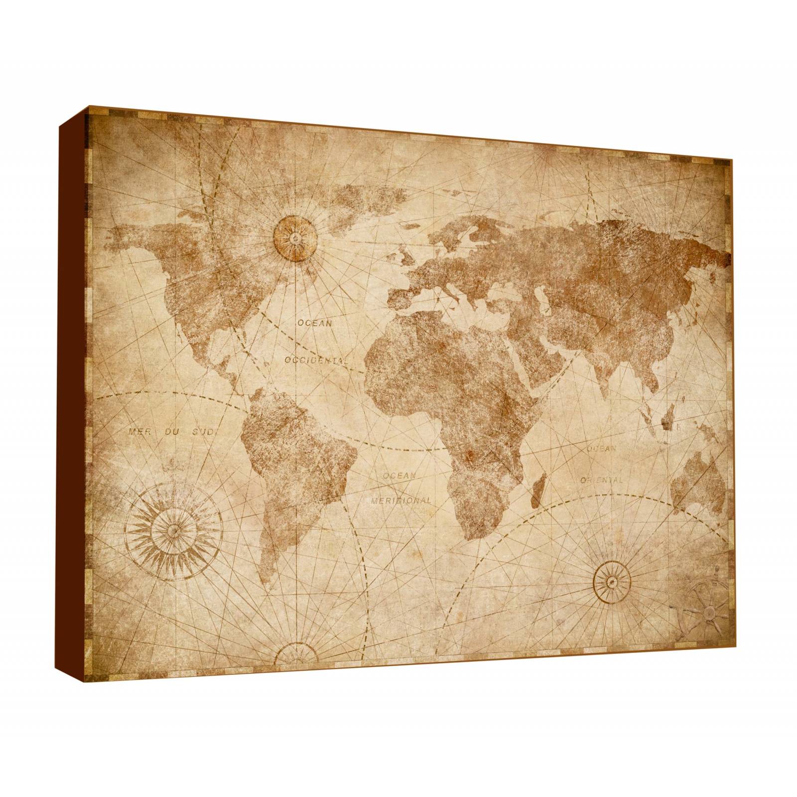 Cuadro Decorativo Canvas Mapa Mundial Antiguo 180x120