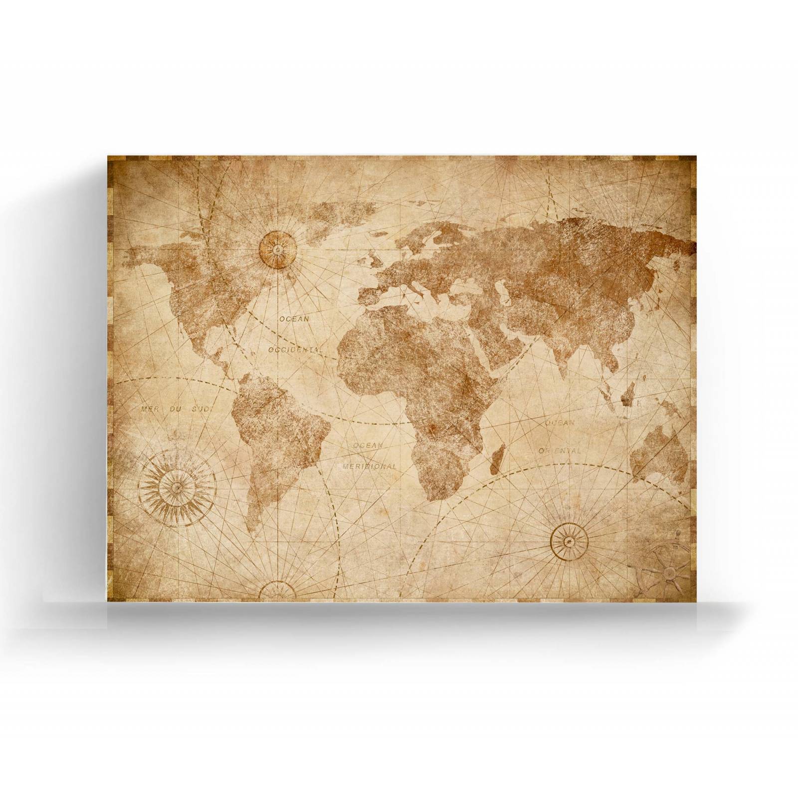 Cuadro Decorativo Canvas Mapa Mundial Antiguo 180x120