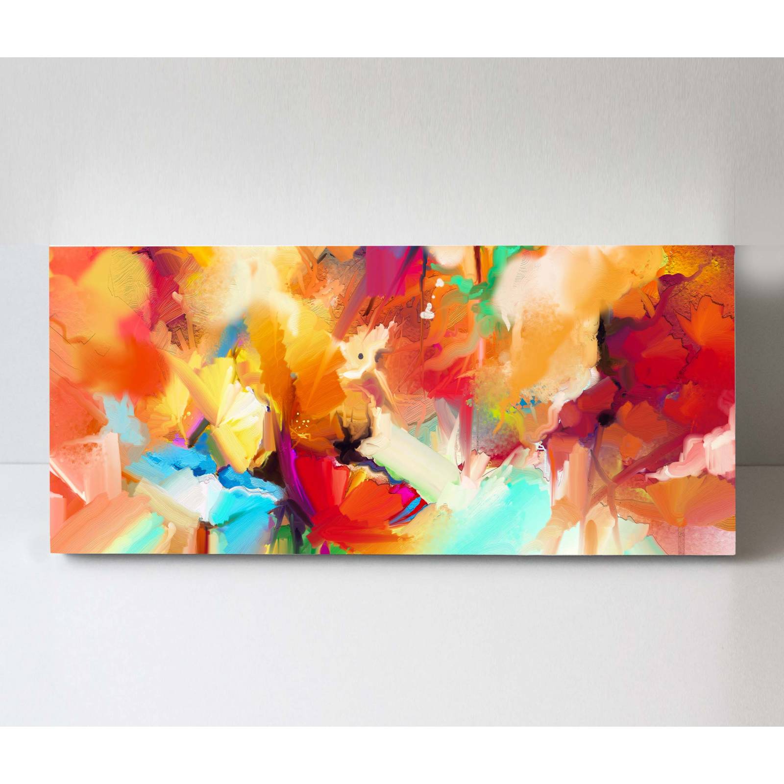 Cuadro Decorativo Canvas flores abstractas al Oleo 180x90