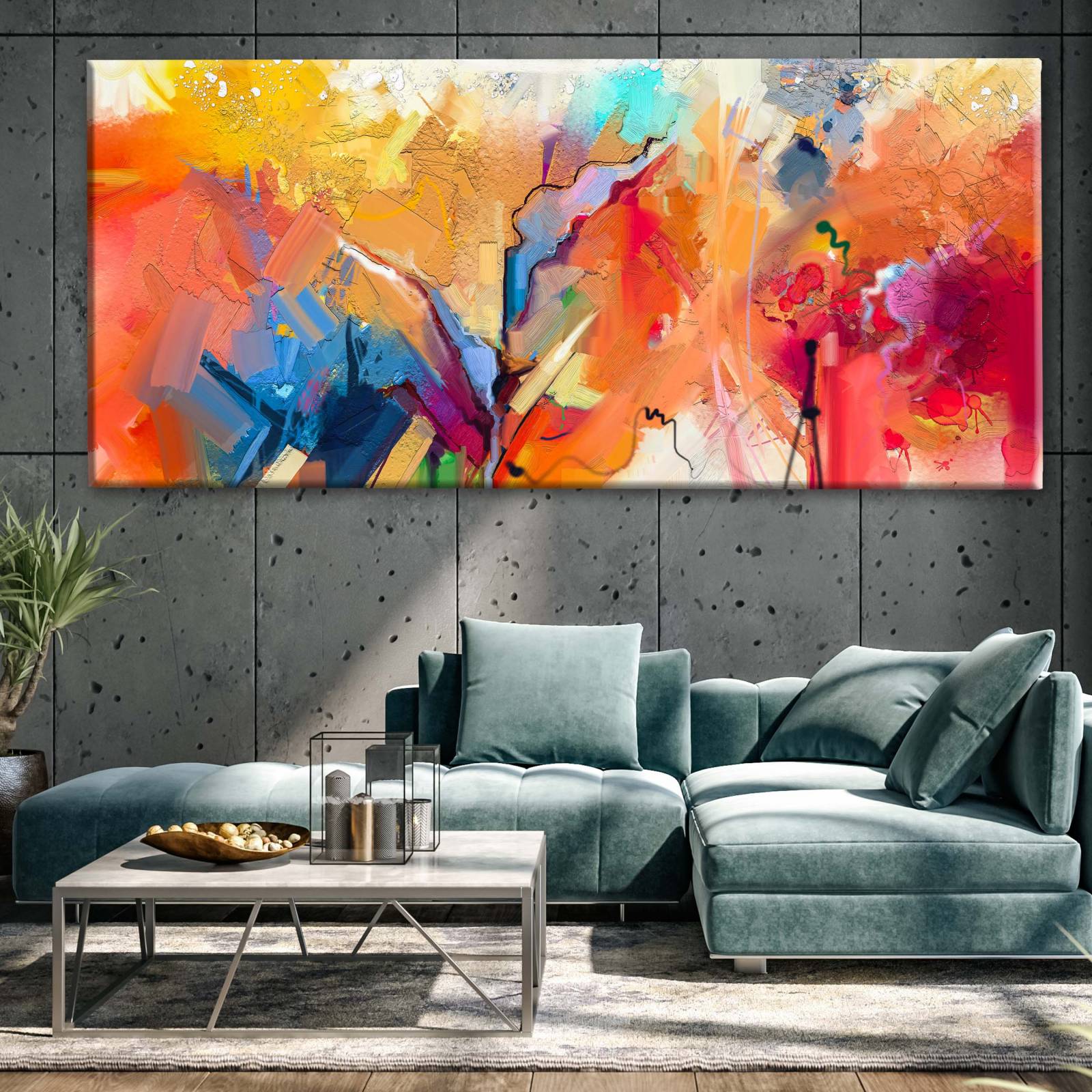 Cuadro Decorativo Canvas Textura moderna al Oleo 180x90