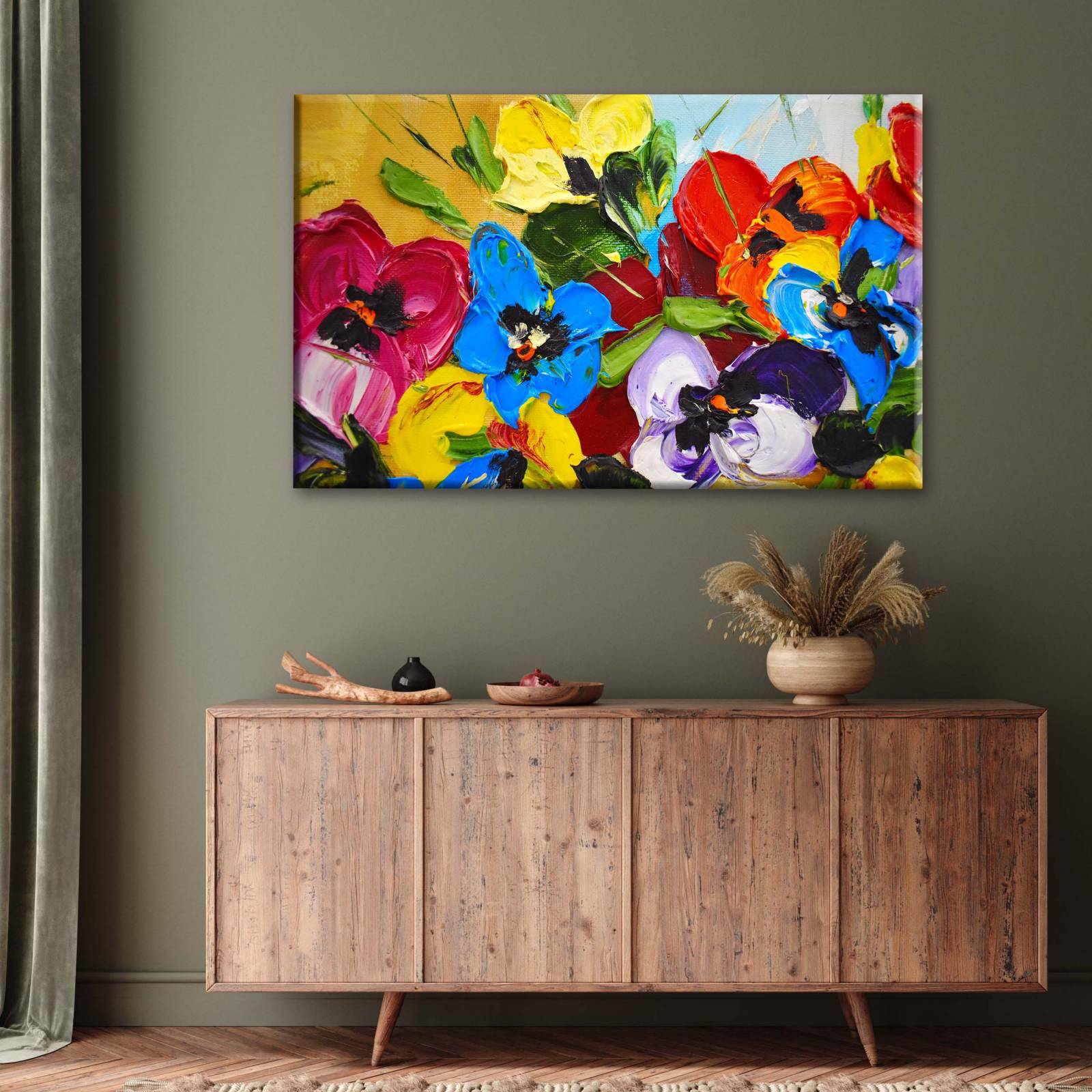 Cuadro Decorativo Canvas Flores multicolor 150x100