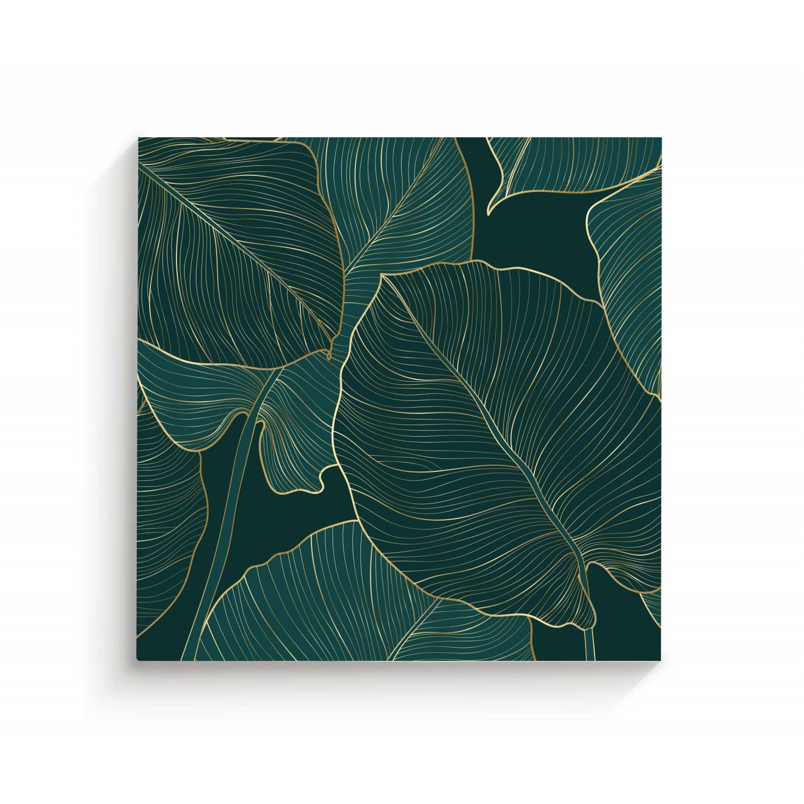 Cuadro Decorativo Canvas Plantas con borde dorado 100x100