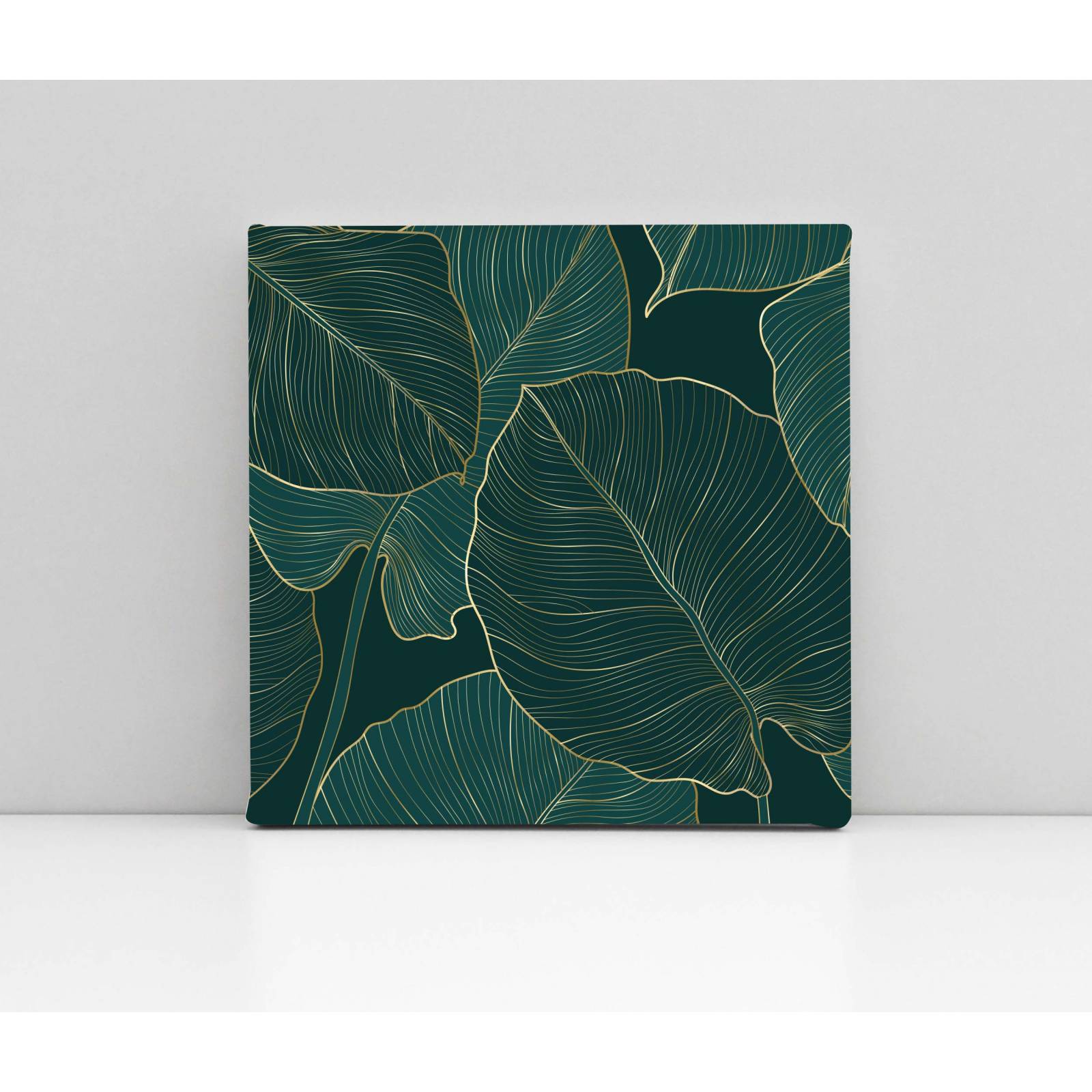 Cuadro Decorativo Canvas Plantas con borde dorado 100x100