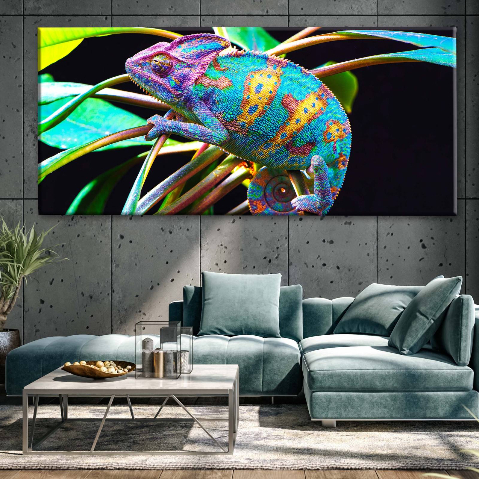 Cuadro Decorativo Canvas Camaleón de Yemen 160x80