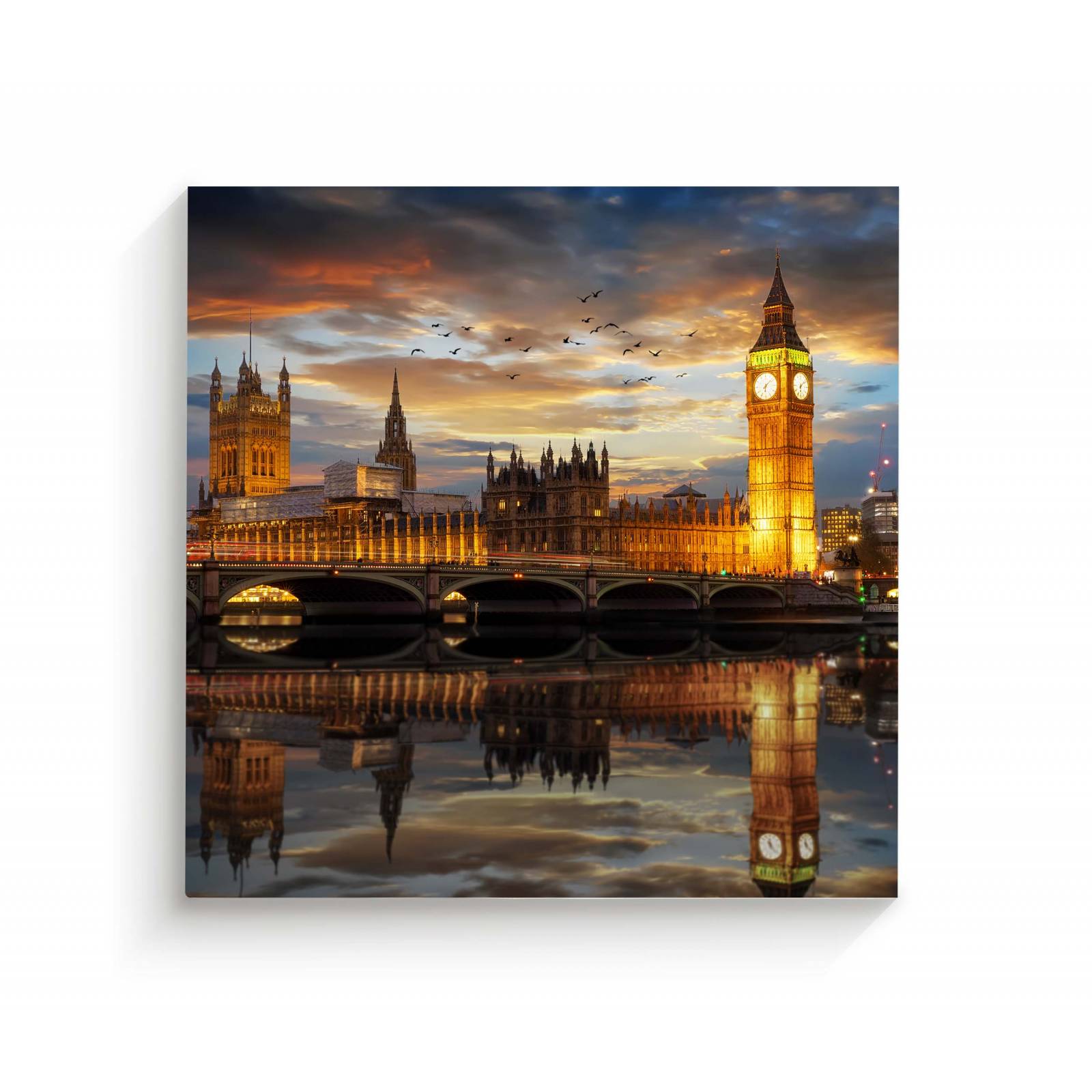 Cuadro Decorativo Atardecer Río Támesis 30x30