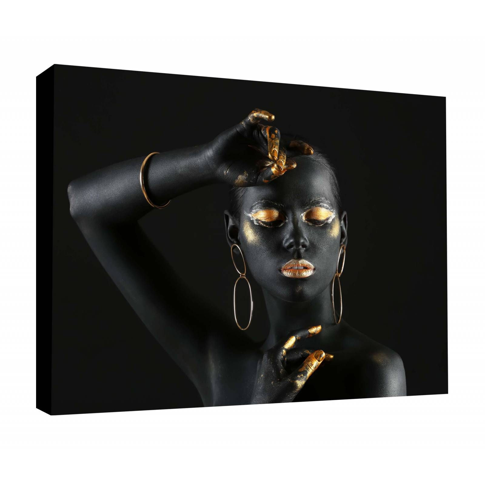 Cuadro Decorativo Canvas Mujer con pintura negra 135x90