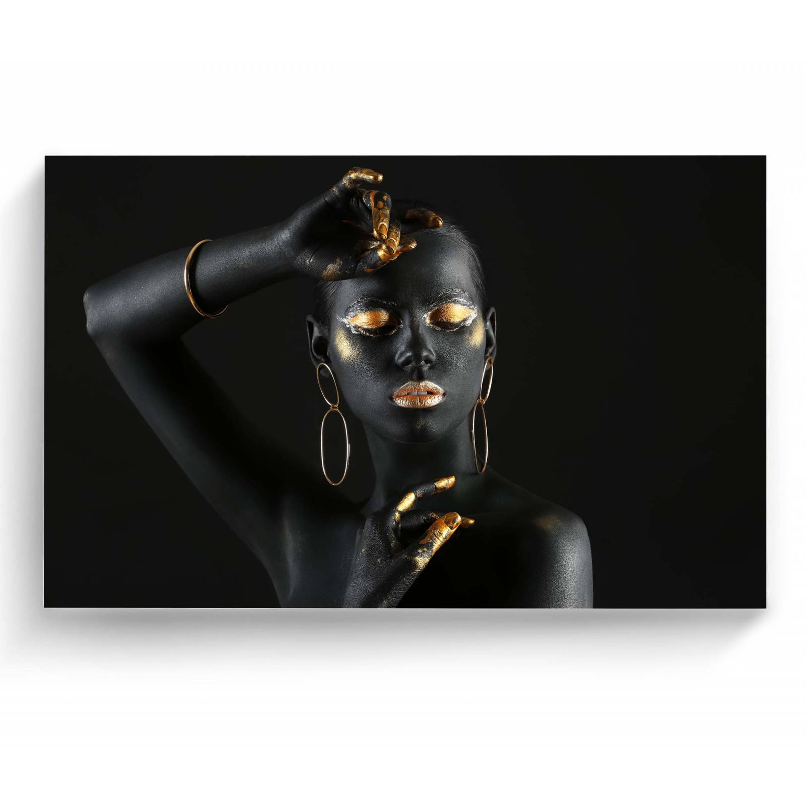 Cuadro Decorativo Canvas Mujer con pintura negra 135x90