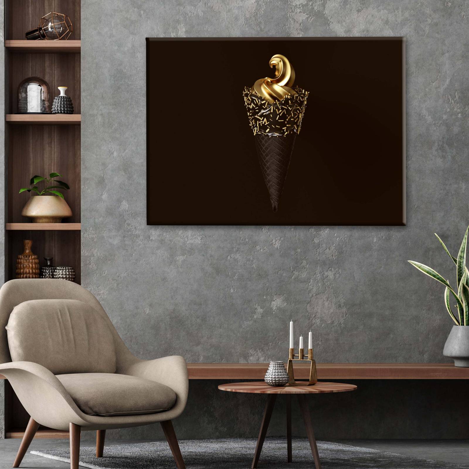 Cuadro Decorativo Canvas Helado dorado 150x100