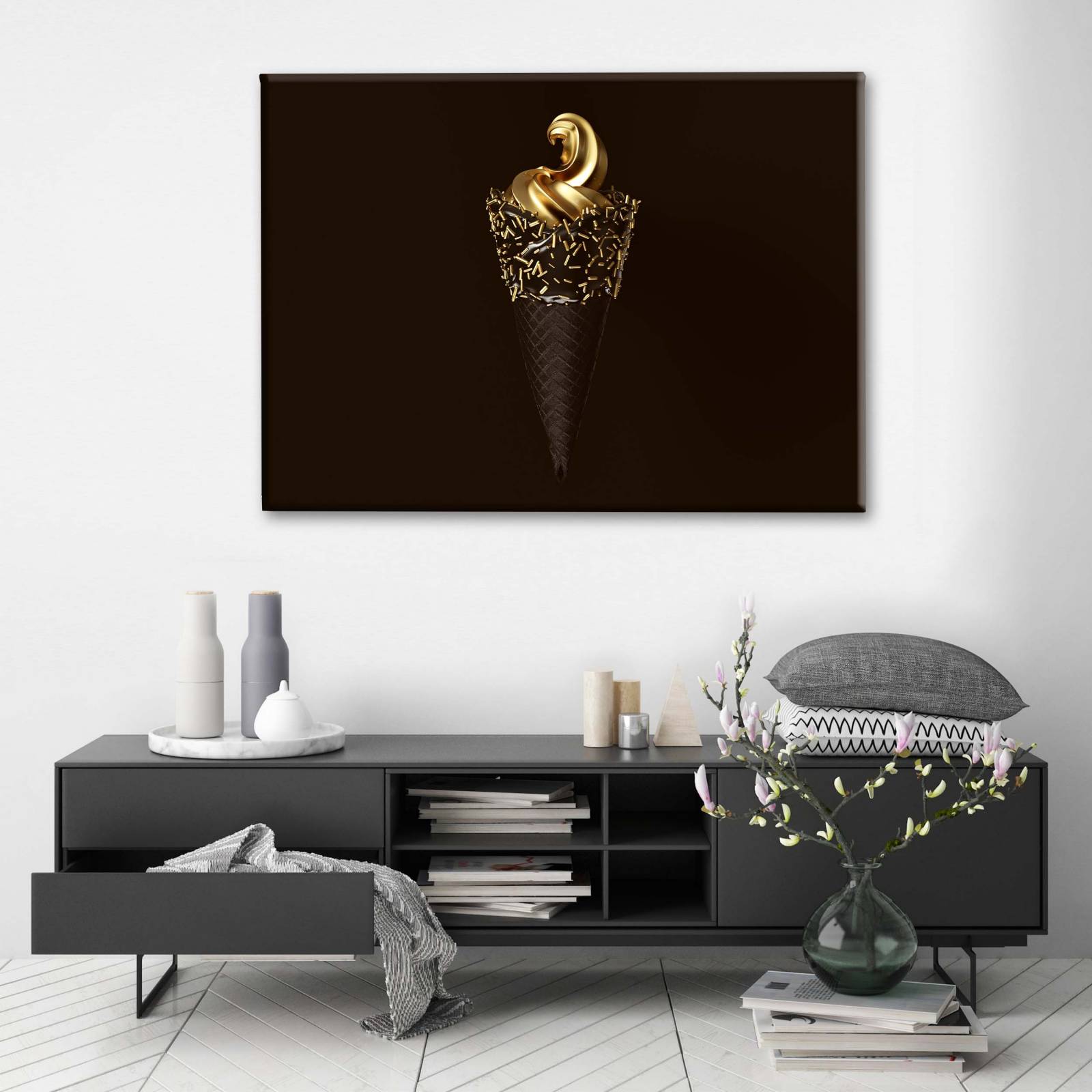Cuadro Decorativo Canvas Helado dorado 150x100