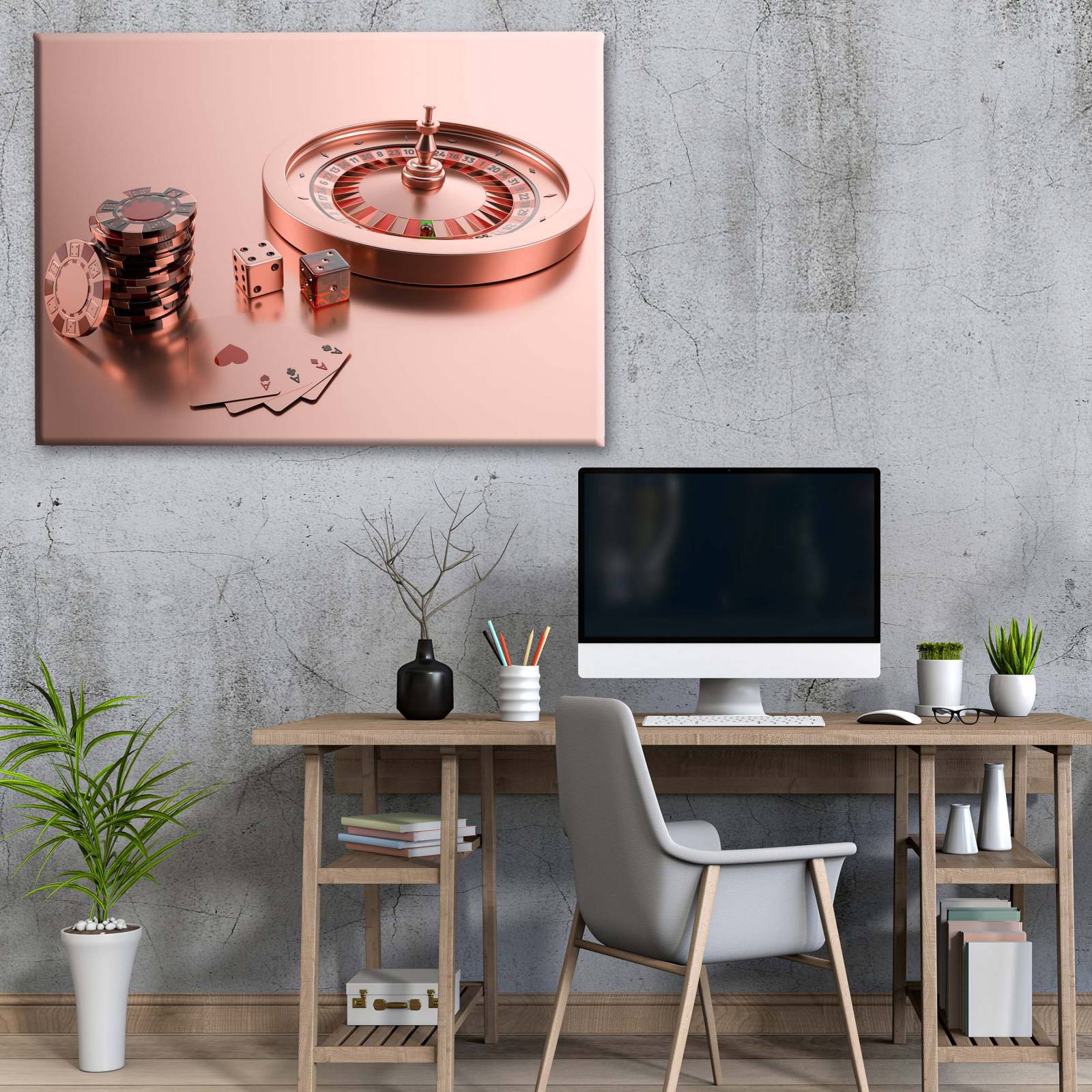 Cuadro Decorativo Canvas Ruleta de Casino 75x50