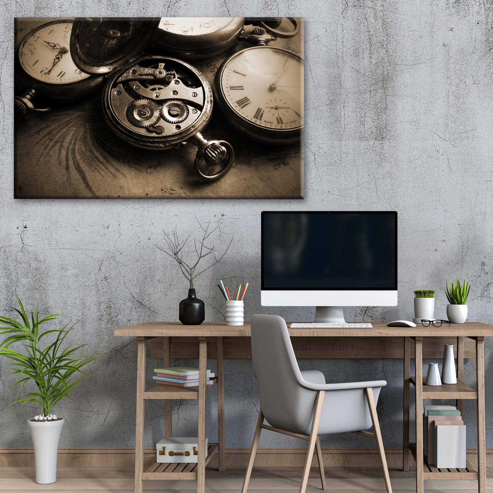 Cuadro Decorativo Canvas Engranaje reloj antiguo 105x70