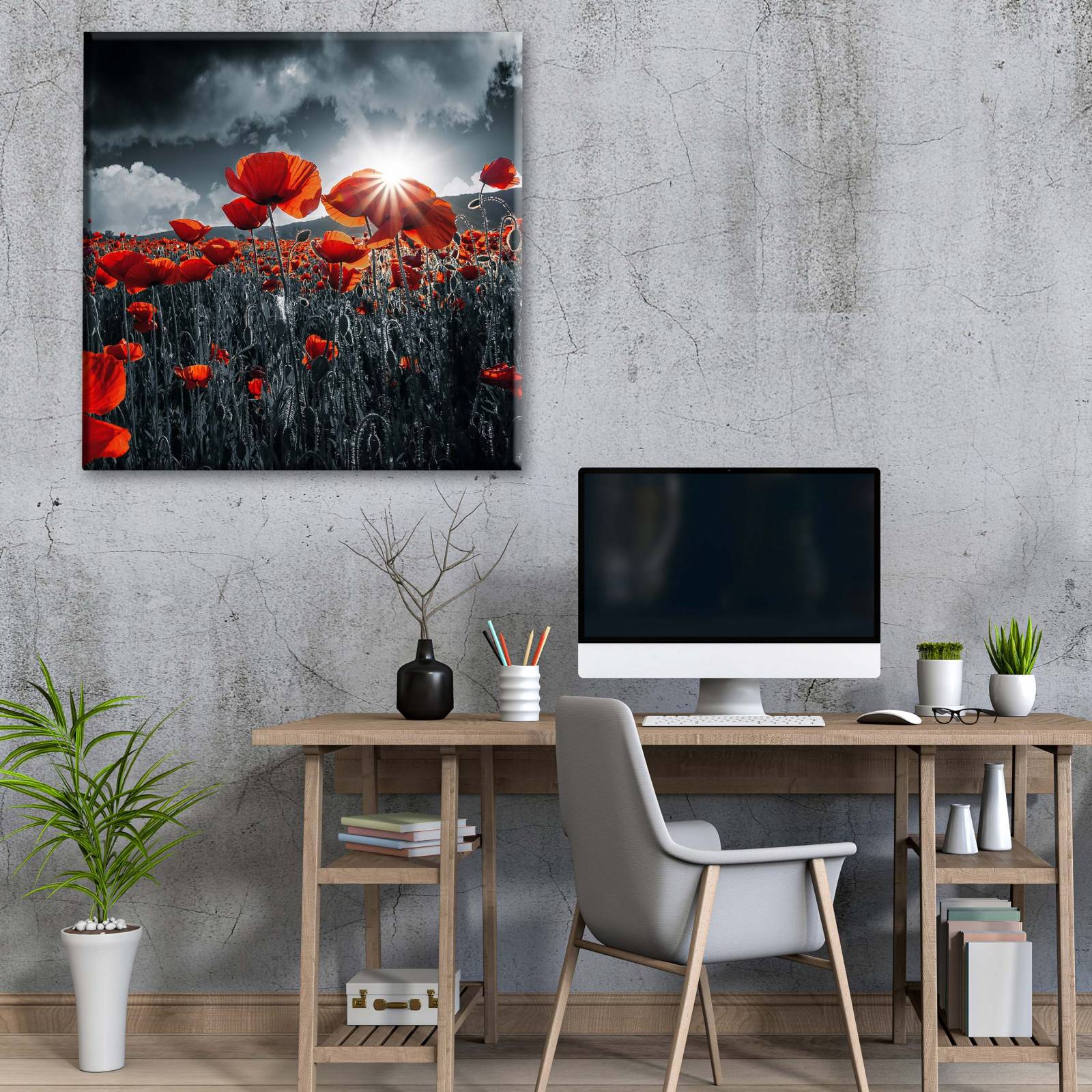 Cuadro Decorativo Canvas Amapolas Rojas 30x30