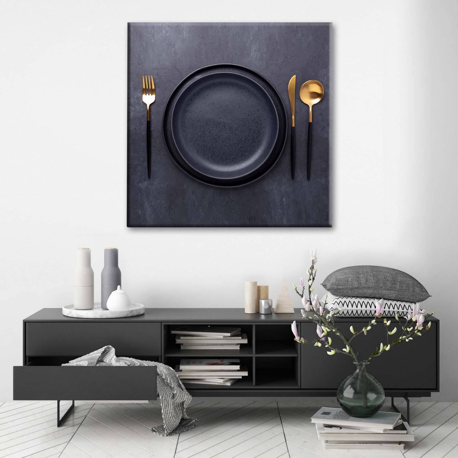 Cuadro Decorativo Canvas Vajilla de lujo oro 130x130