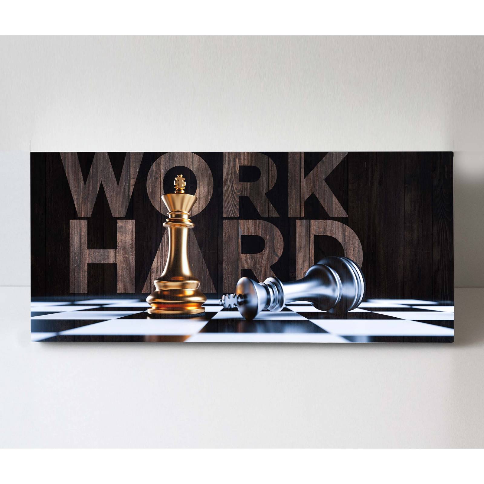 Cuadro Decorativo Canvas Ajedrez Trabaja duro 100x50