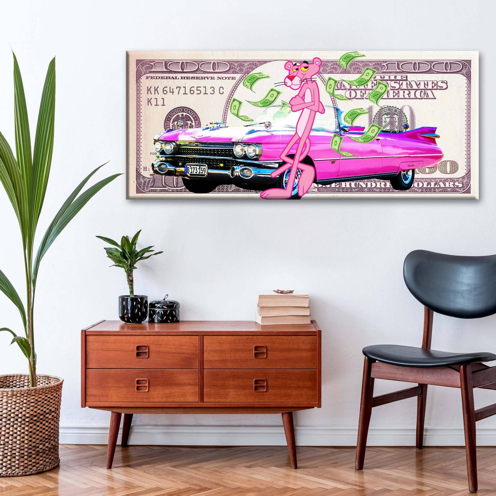 Cuadro Decorativo Canvas Pantera Rosa 80x40