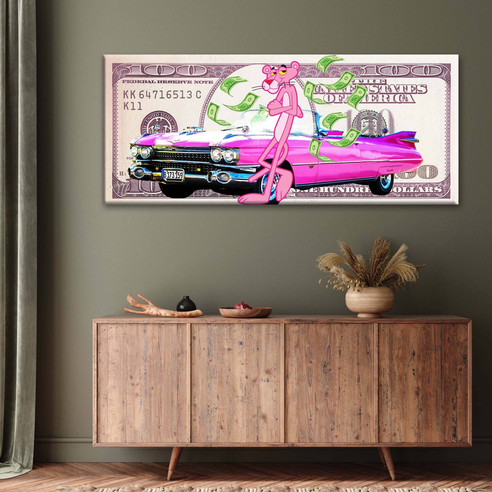 Cuadro Decorativo Canvas Pantera Rosa 80x40