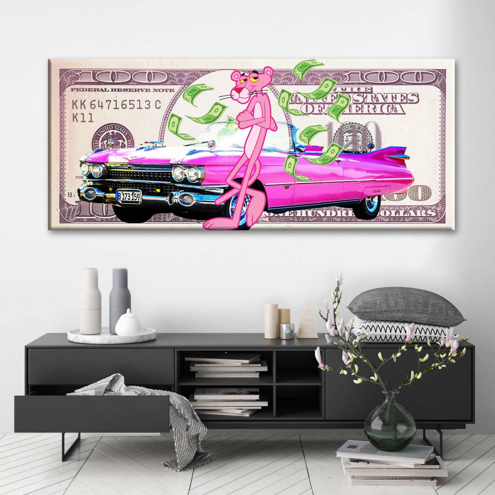 Cuadro Decorativo Canvas Pantera Rosa 80x40