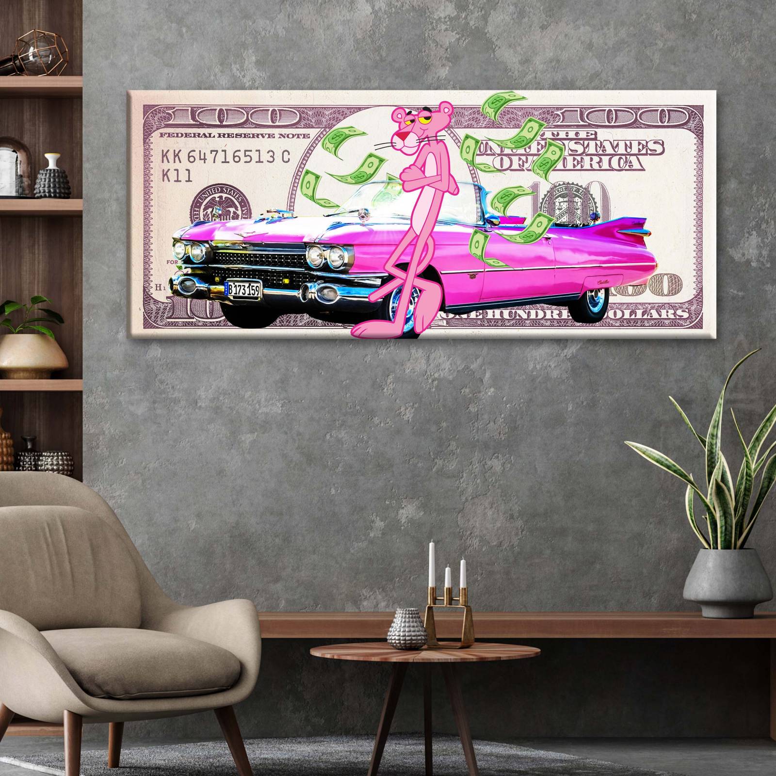 Cuadro Decorativo Canvas Pantera Rosa 120x60