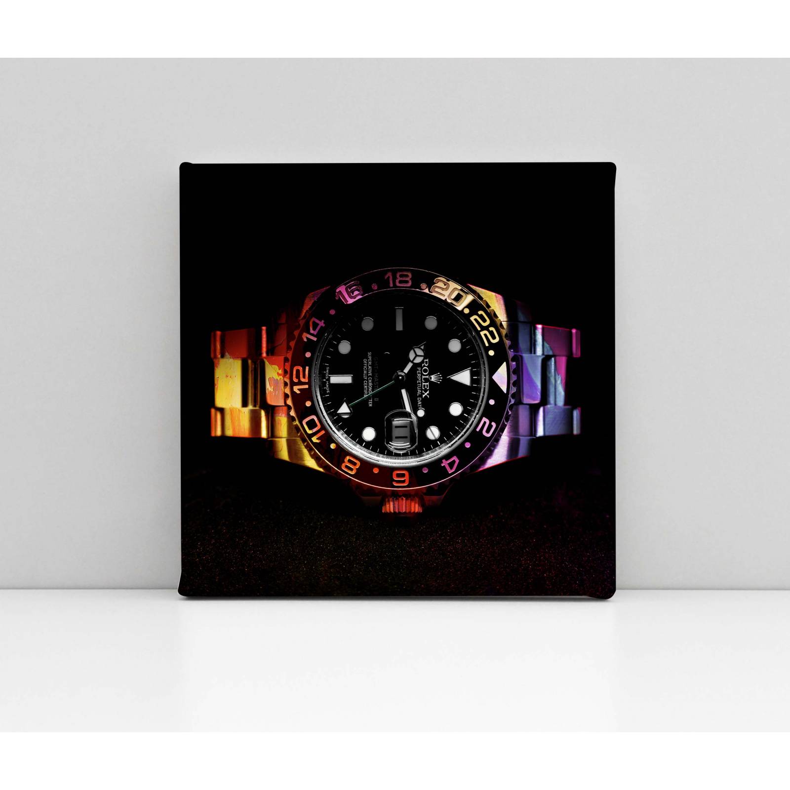 Cuadro Decorativo Canvas Reloj Rolex fondo negro 50x50