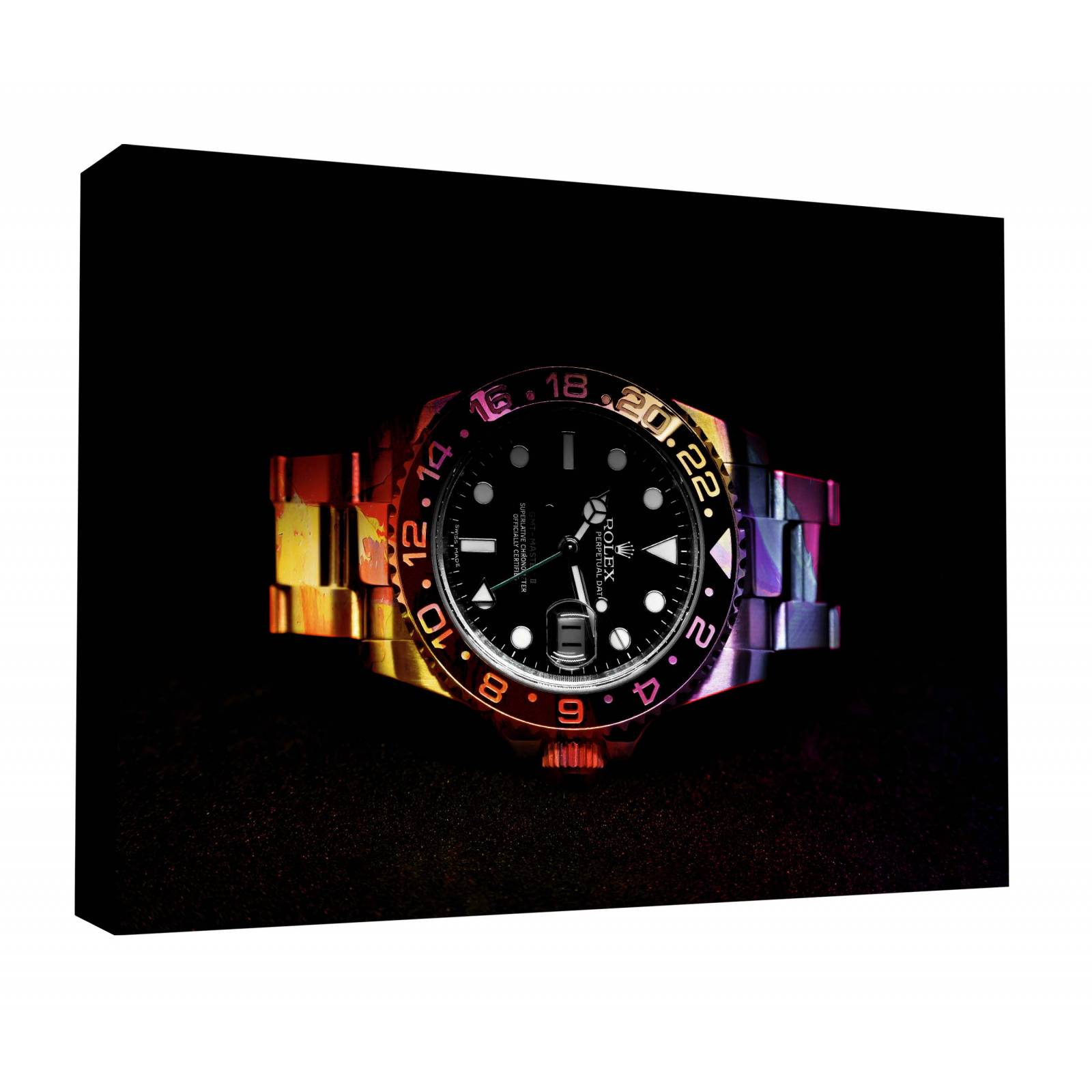 Cuadro Decorativo Canvas Reloj Rolex fondo negro 135x90