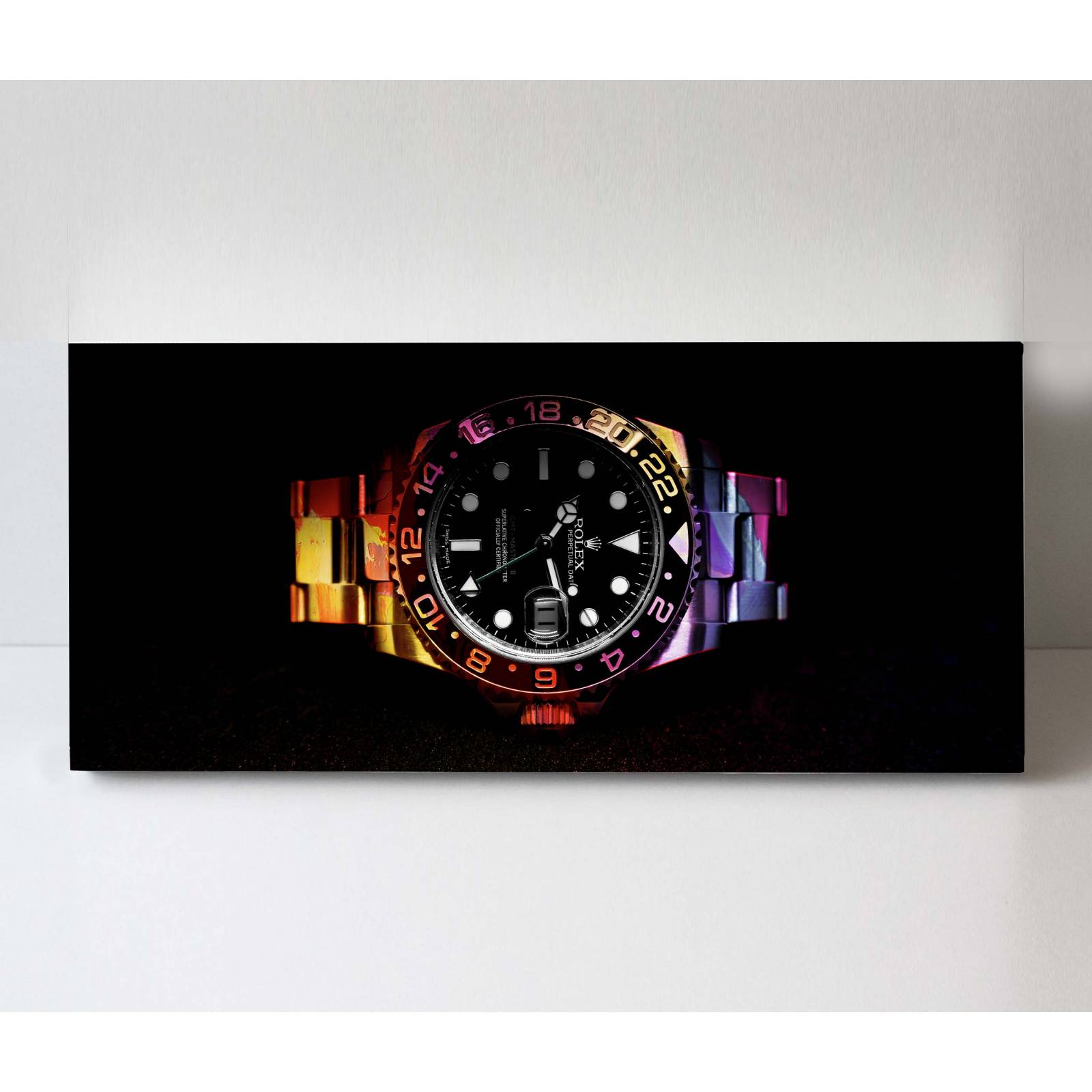 Cuadro Decorativo Canvas Reloj Rolex fondo negro 80x40