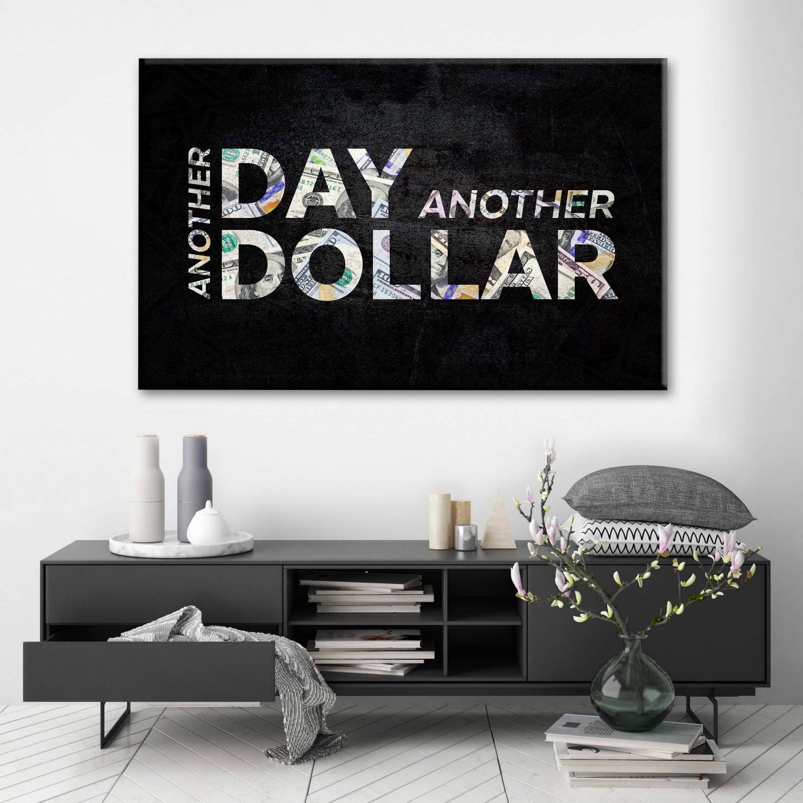 Cuadro Decorativo Canvas  Un día más, un dólar más 135x90