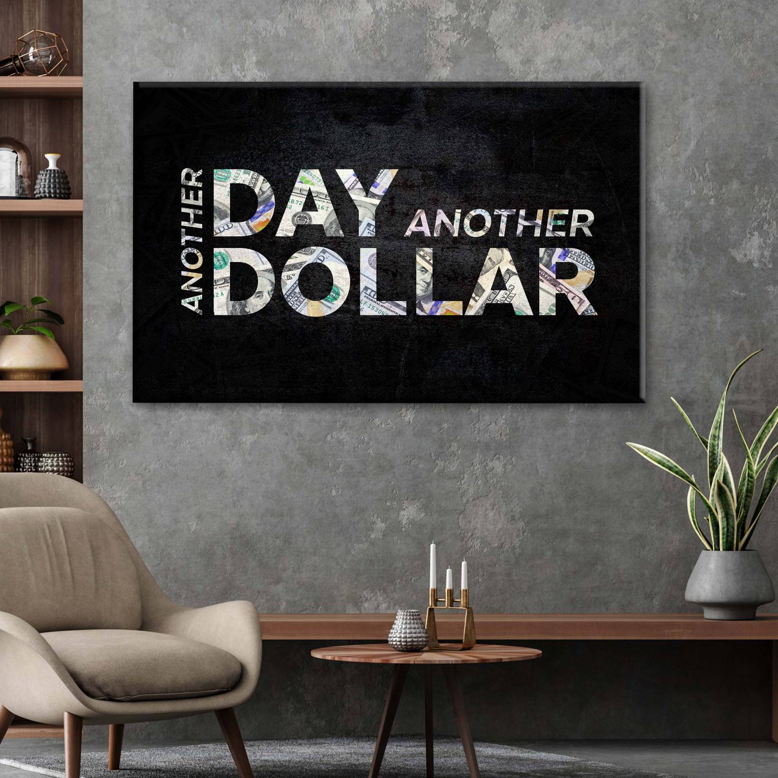 Cuadro Decorativo Canvas  Un día más, un dólar más 135x90