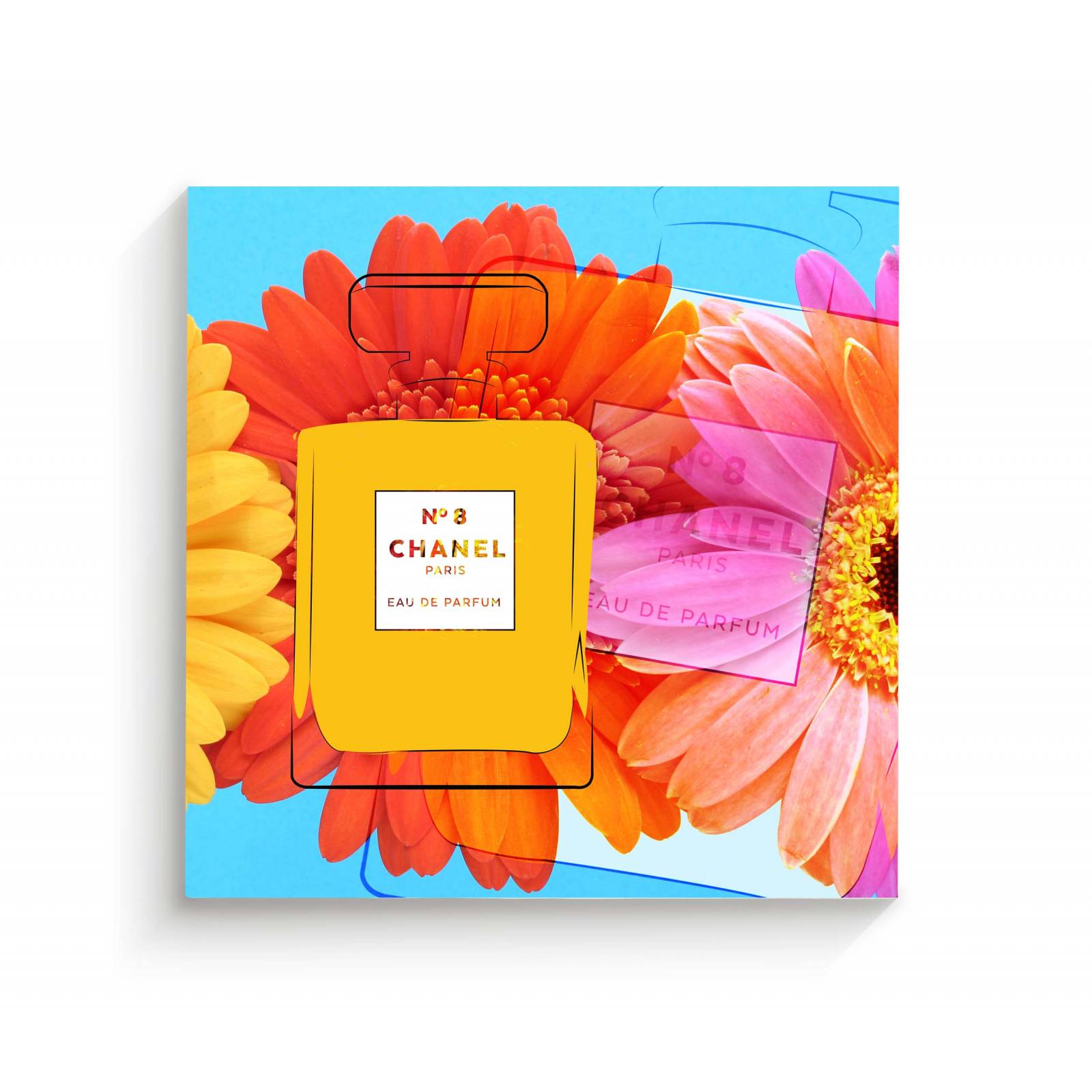 Cuadro Decorativo Canvas Perfume Chanel Amarillo 130x130