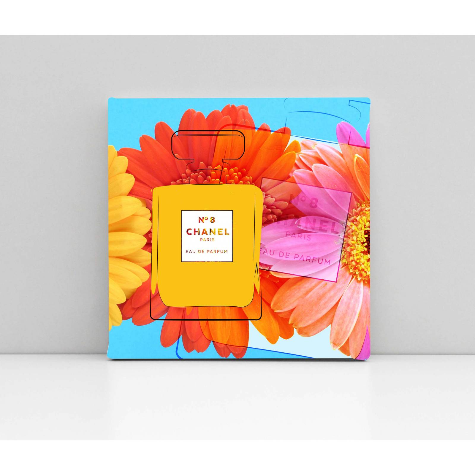 Cuadro Decorativo Canvas Perfume Chanel Amarillo 30x30
