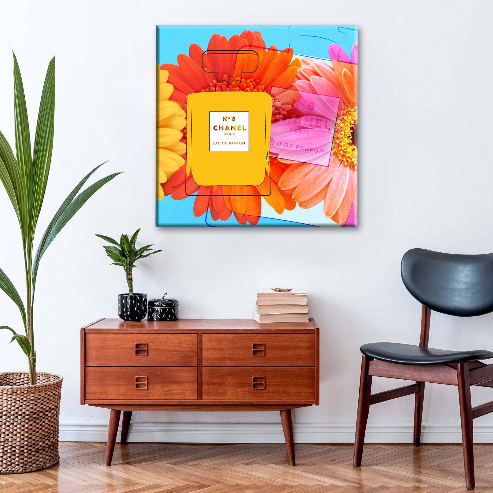 Cuadro Decorativo Canvas Perfume Chanel Amarillo 30x30