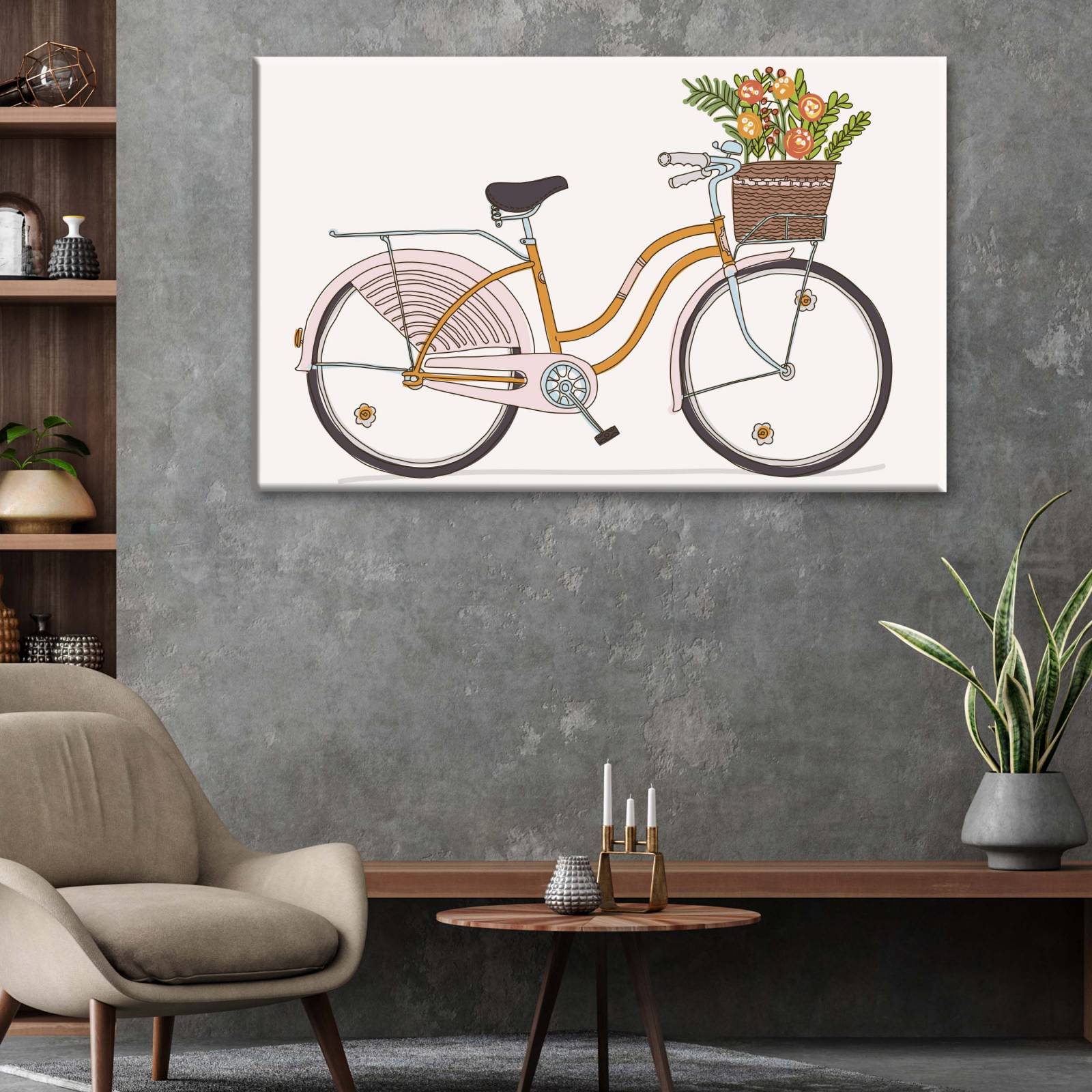 Cuadro Decorativo Canvas Dibujo de bicicleta 105x70