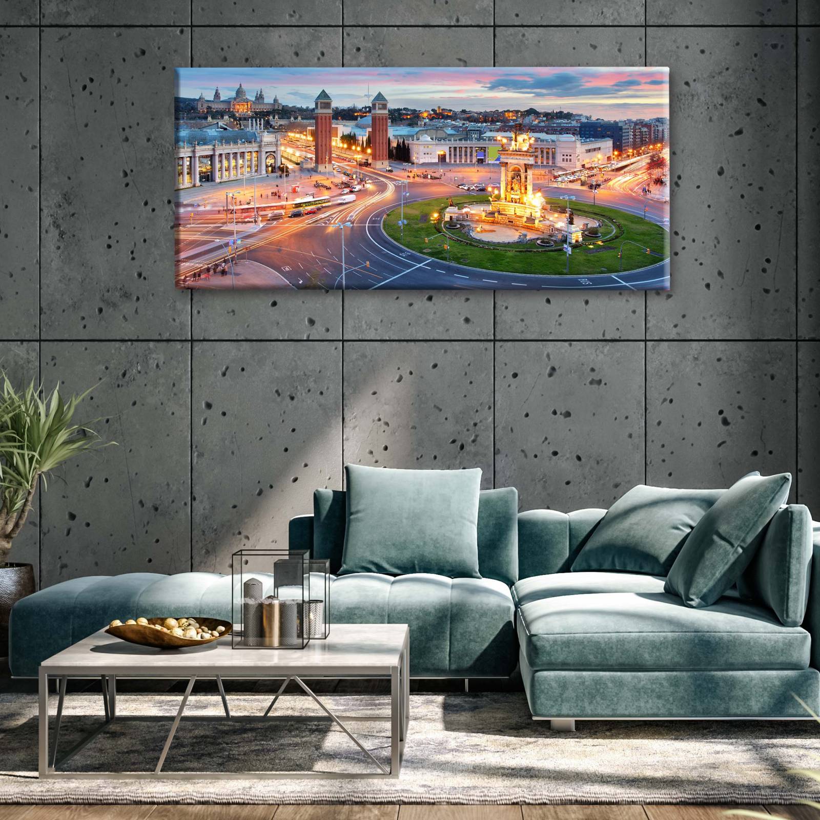 Cuadro Decorativo Plaza Barcelona España 100x50