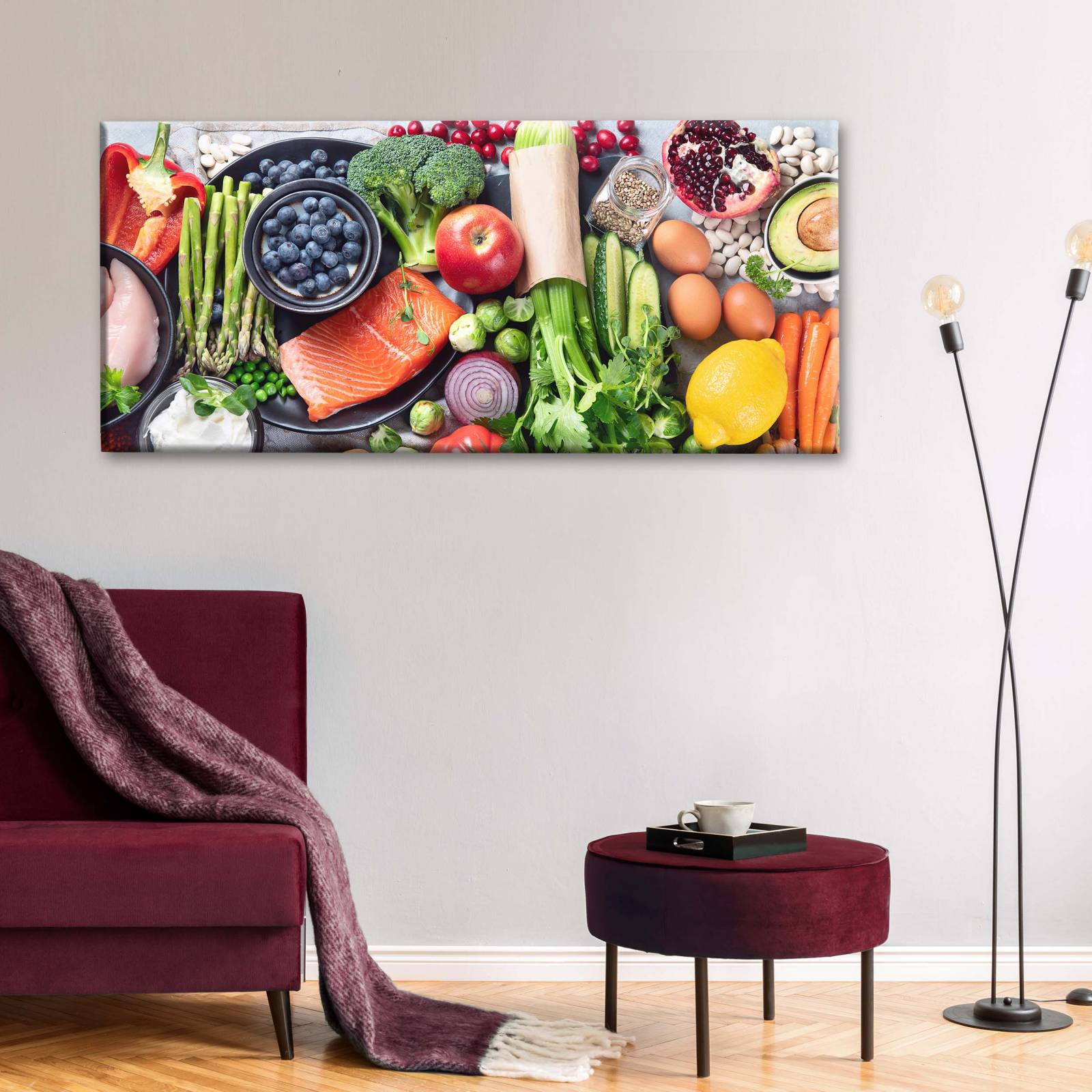 Cuadro Decorativo Canvas Comida saludable, dieta  80x40