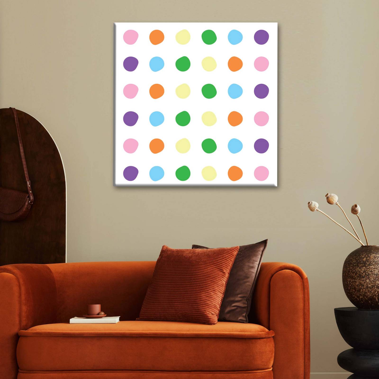 Cuadro Decorativo Canvas Puntos de colores pastel 30x30
