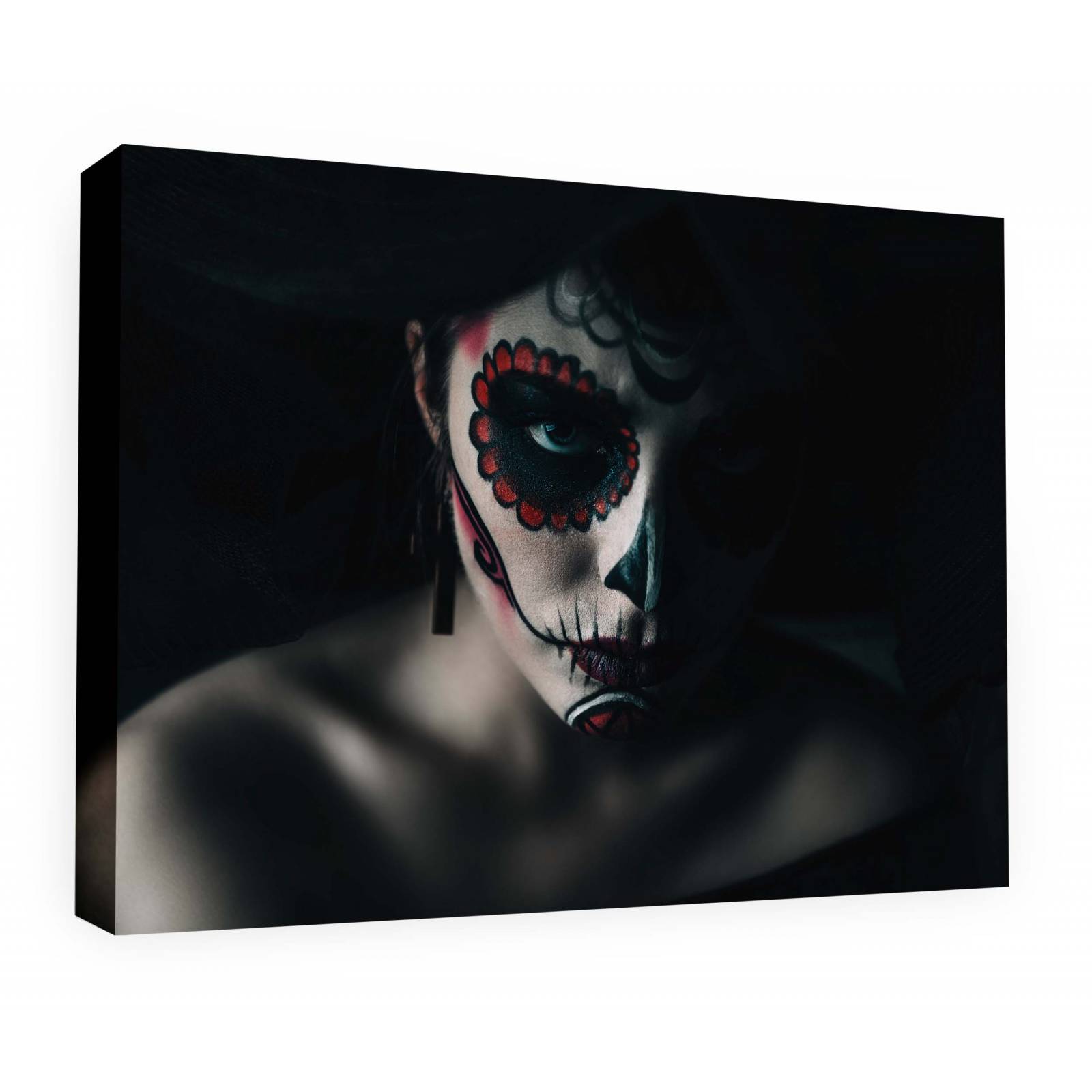 Cuadro Decorativo Canvas Mujer catrina fondo negro 180x120