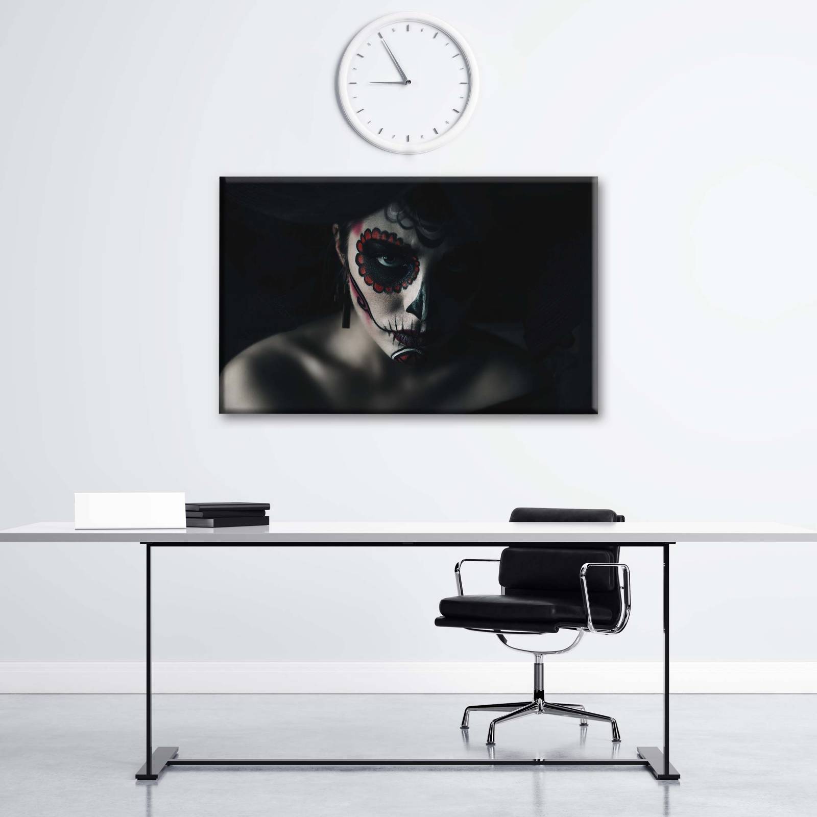 Cuadro Decorativo Canvas Mujer catrina fondo negro 150x100