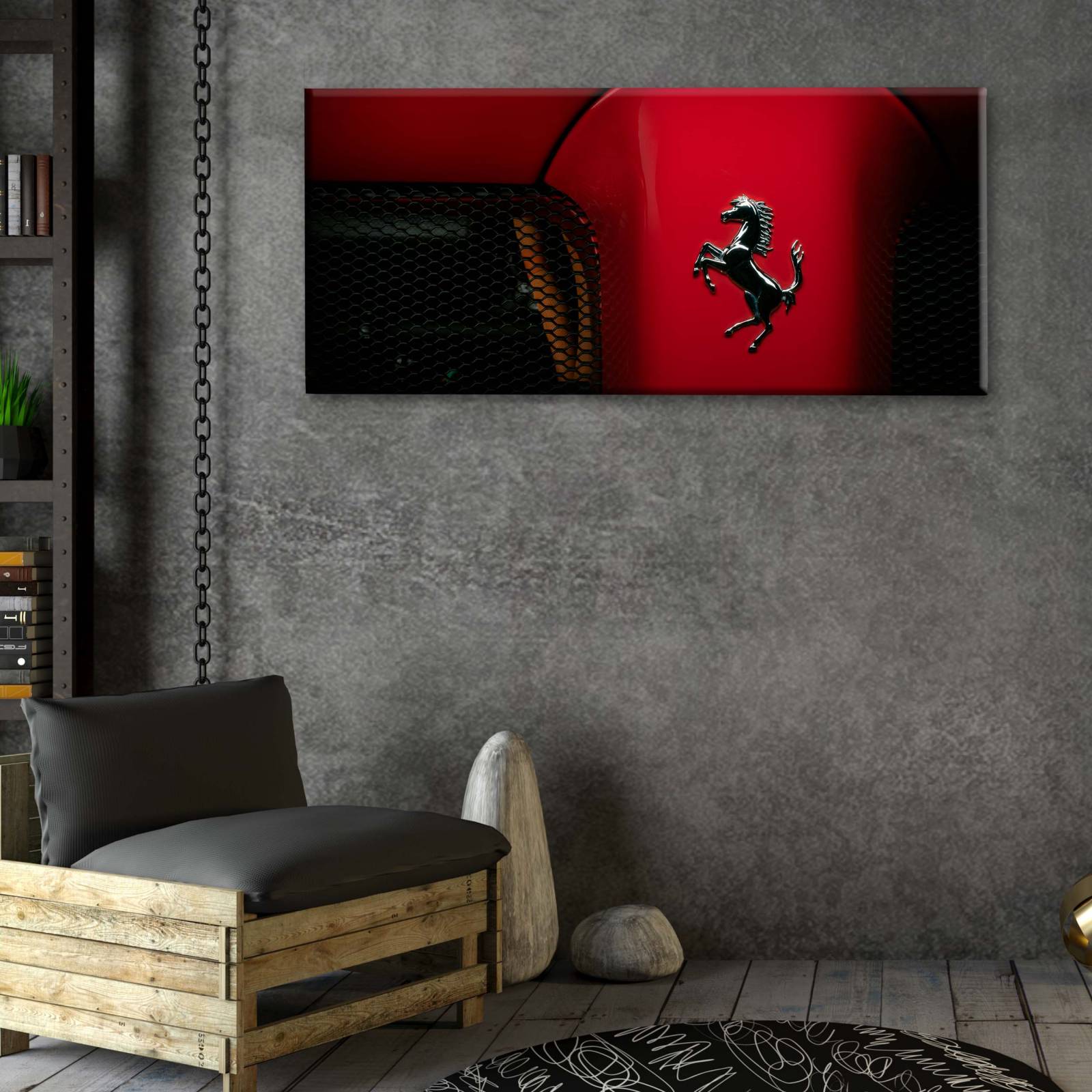 Cuadro Decorativo Canvas Close up Ferrari logo 180x90