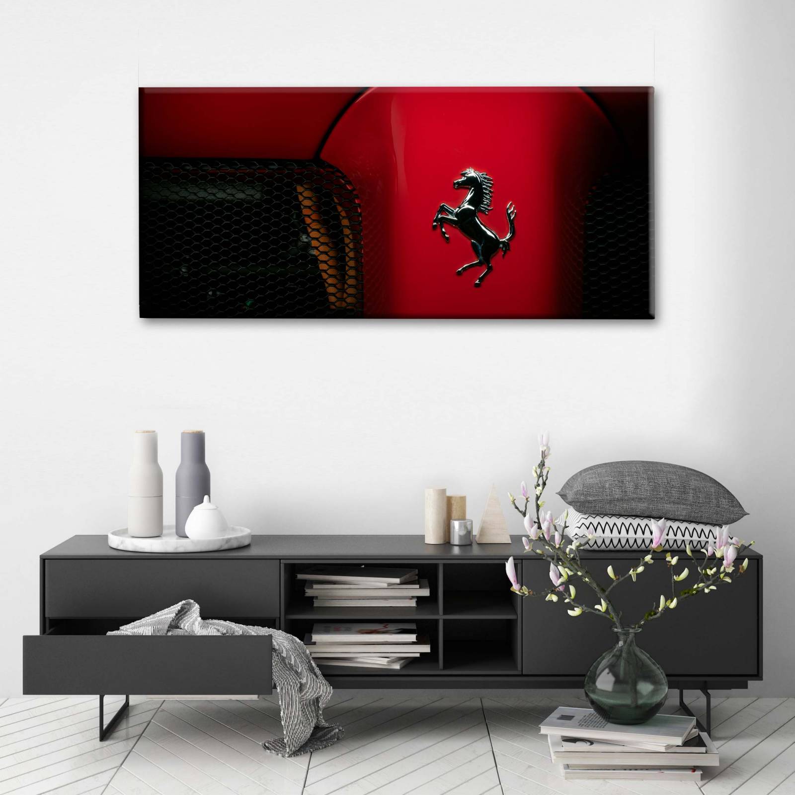 Cuadro Decorativo Canvas Close up Ferrari logo 180x90
