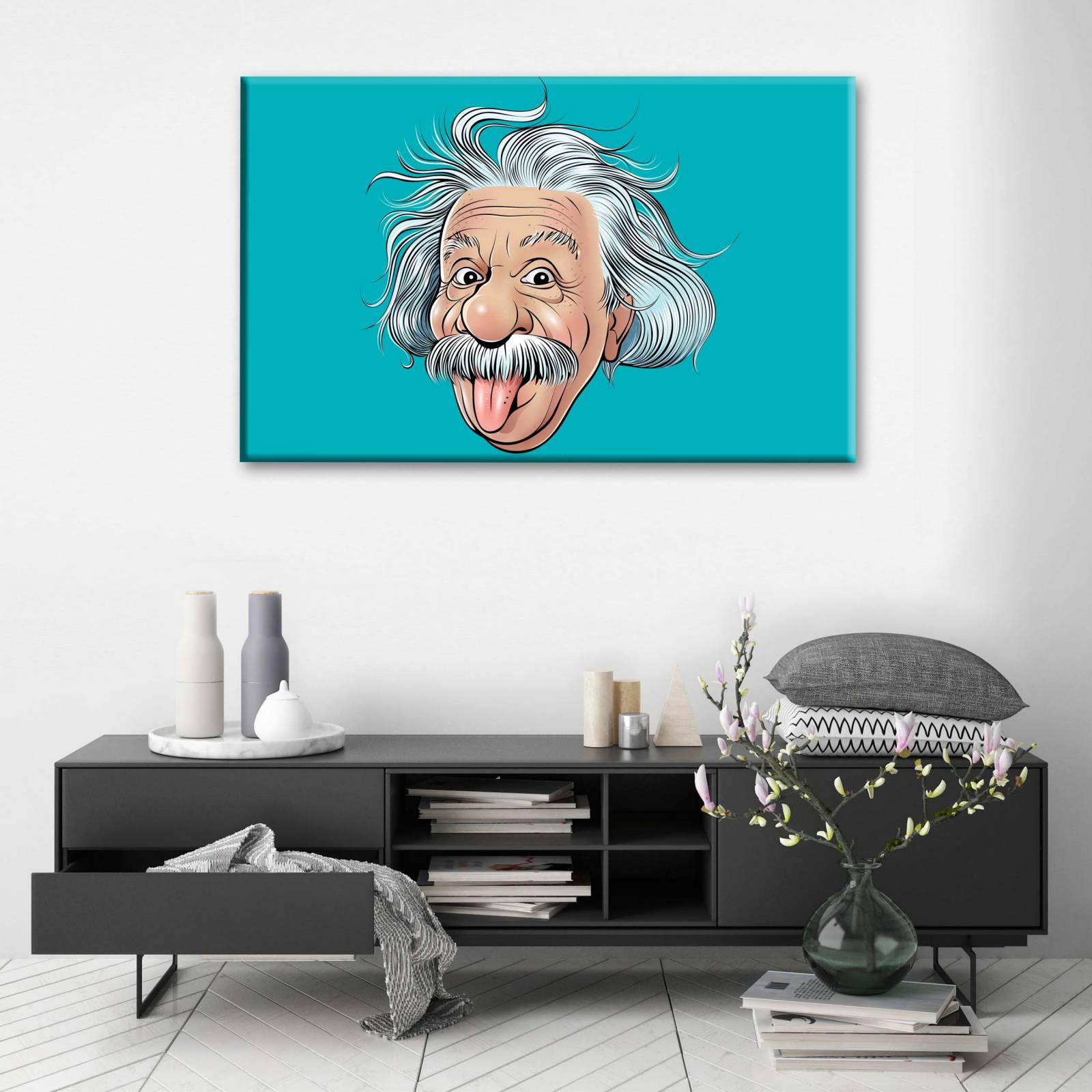 Cuadro Decorativo Canvas Albert Einstein caricatura 180x120