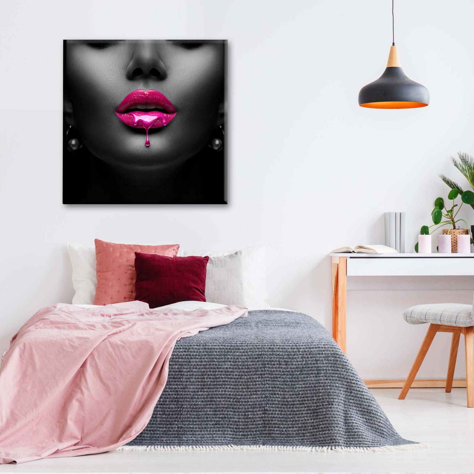 Cuadro Decorativo Canvas Labios purpura 100x100