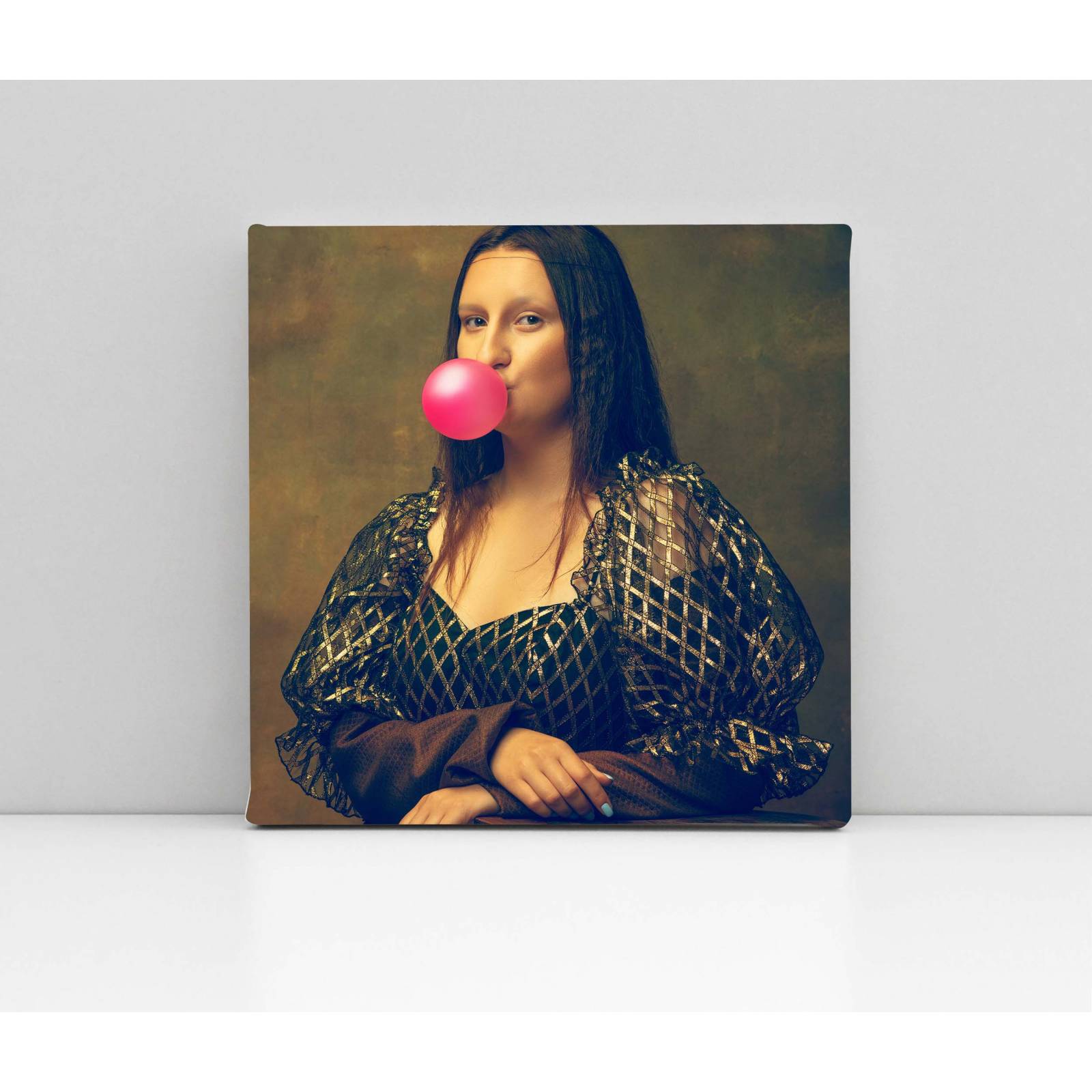 Tableau Décoratif Mona Lisa Joconde Avec Cadre Baroque - 56x46 Cm - Reproduction Neuve Style Antique