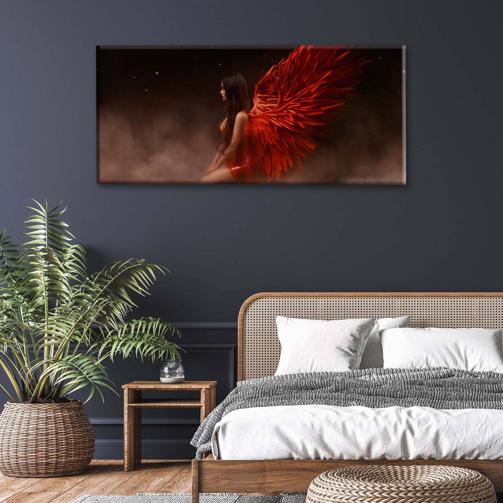 Cuadro Decorativo Canvas Angel con alas rojas 160x80